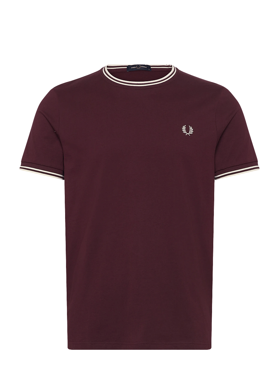 Fred Perry - TWIN TIPPED T-SHIRT - lühikeste varrukatega t-särgid - oxblood/ecru - 1