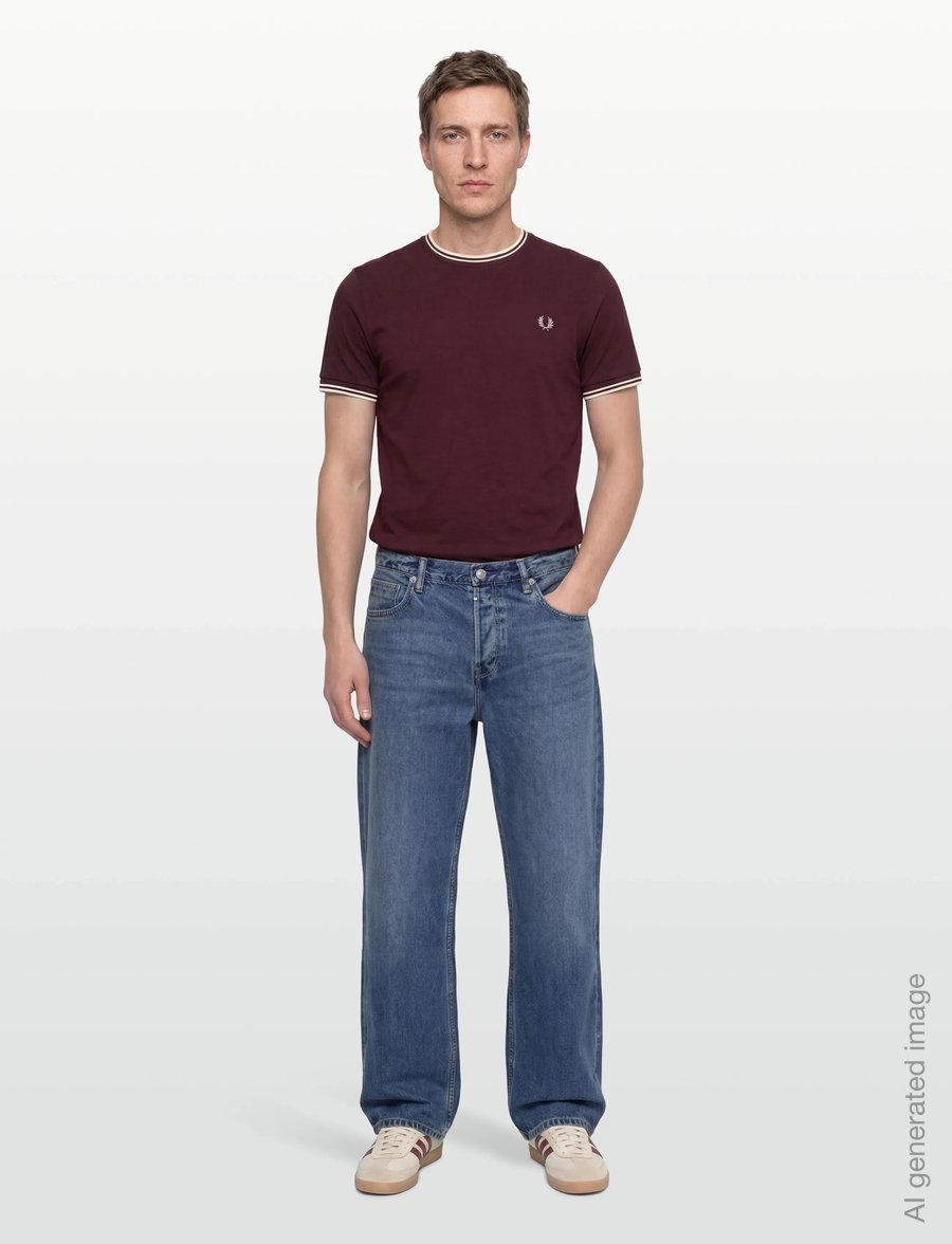 Fred Perry - TWIN TIPPED T-SHIRT - lühikeste varrukatega t-särgid - oxblood/ecru - 0