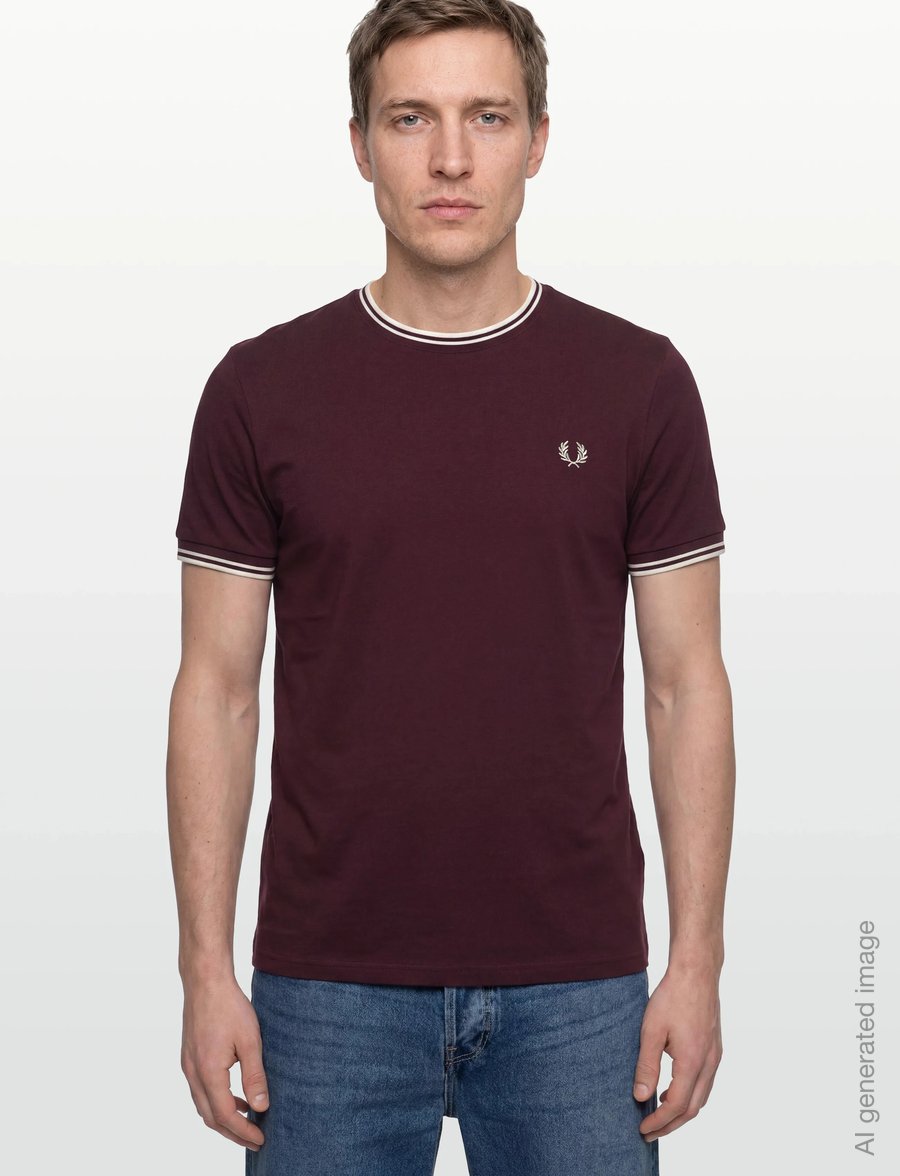 Fred Perry - TWIN TIPPED T-SHIRT - lühikeste varrukatega t-särgid - oxblood/ecru - 3