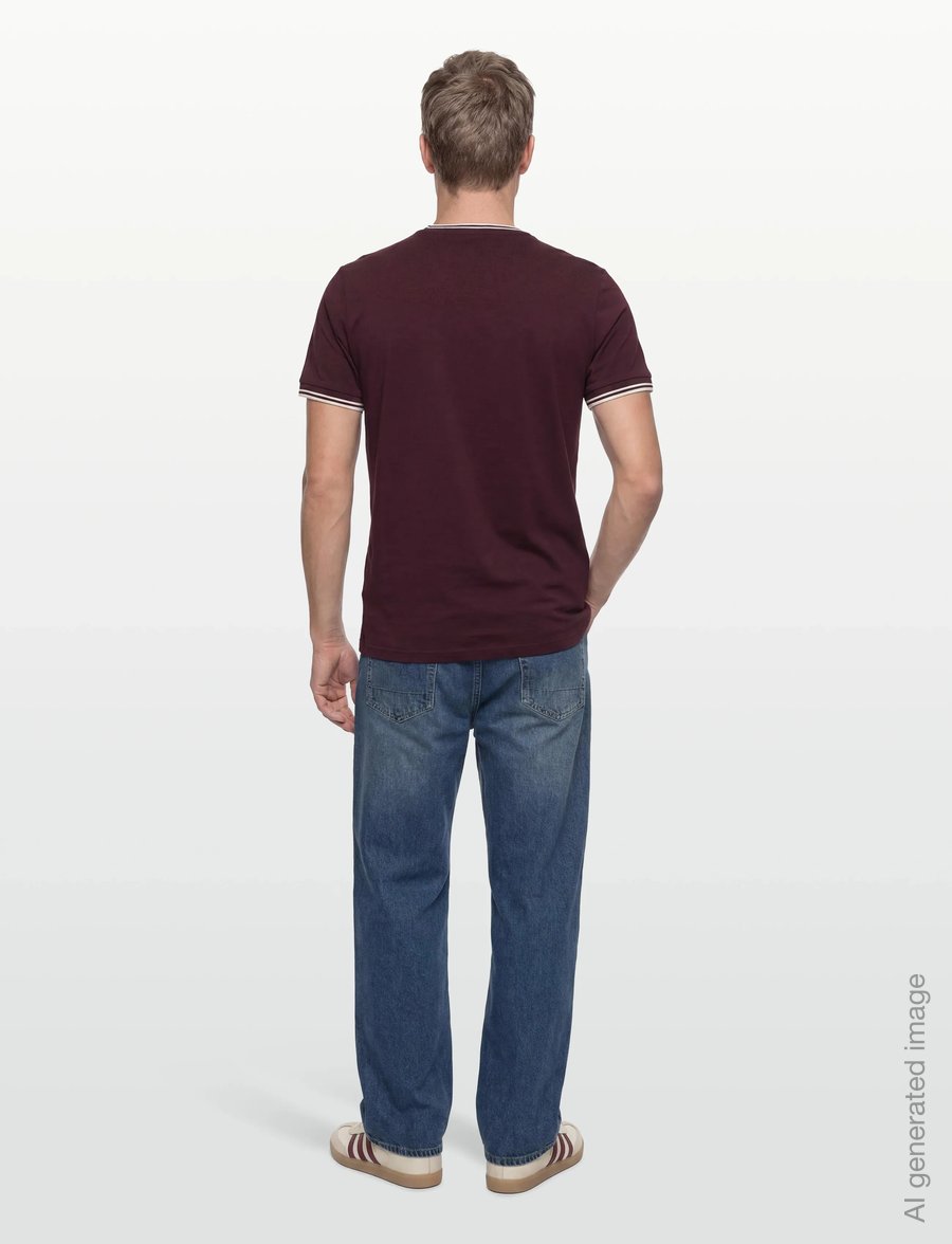 Fred Perry - TWIN TIPPED T-SHIRT - lühikeste varrukatega t-särgid - oxblood/ecru - 4