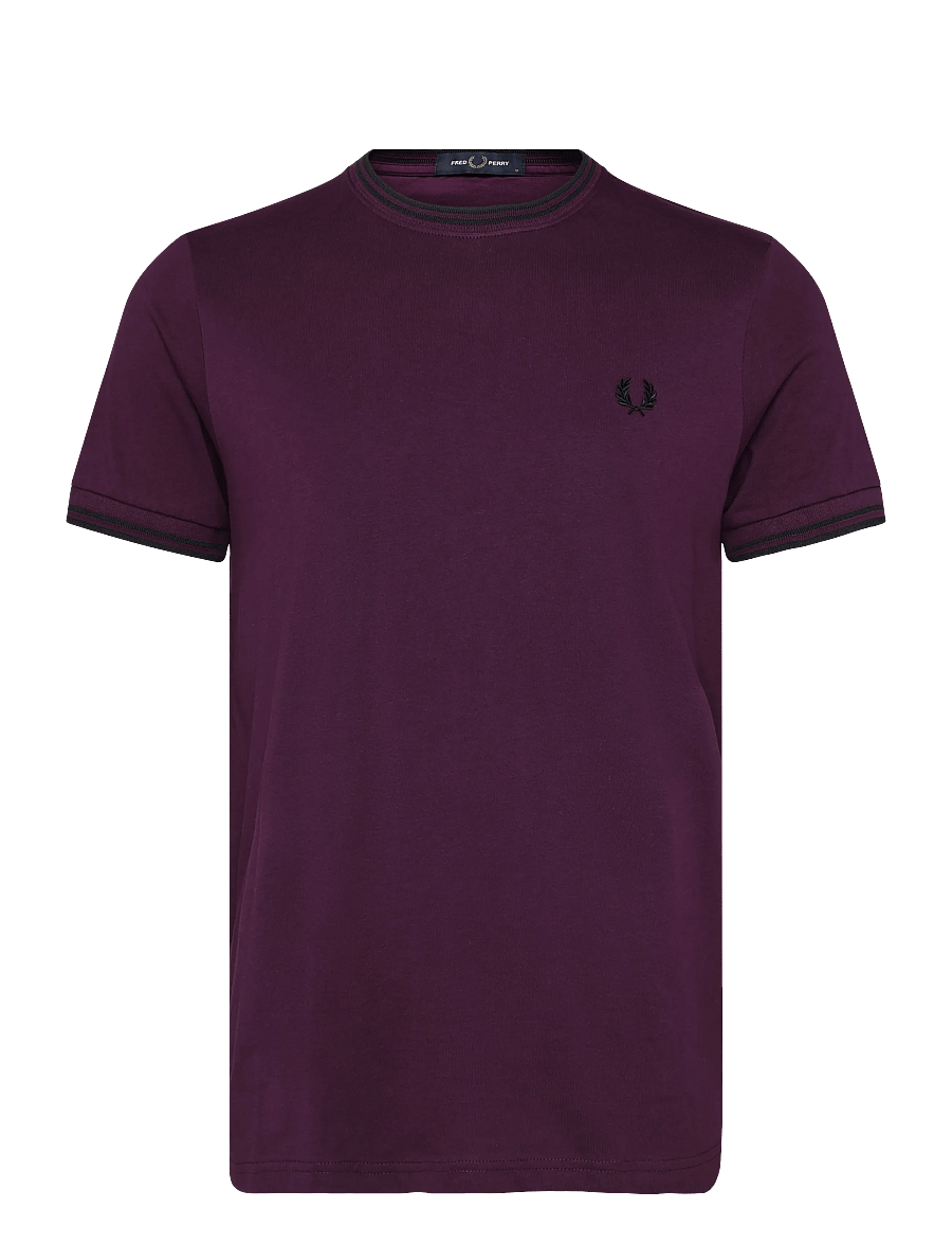 Fred Perry - TWIN TIPPED T-SHIRT - short-sleeved t-shirts - plum/black - 0