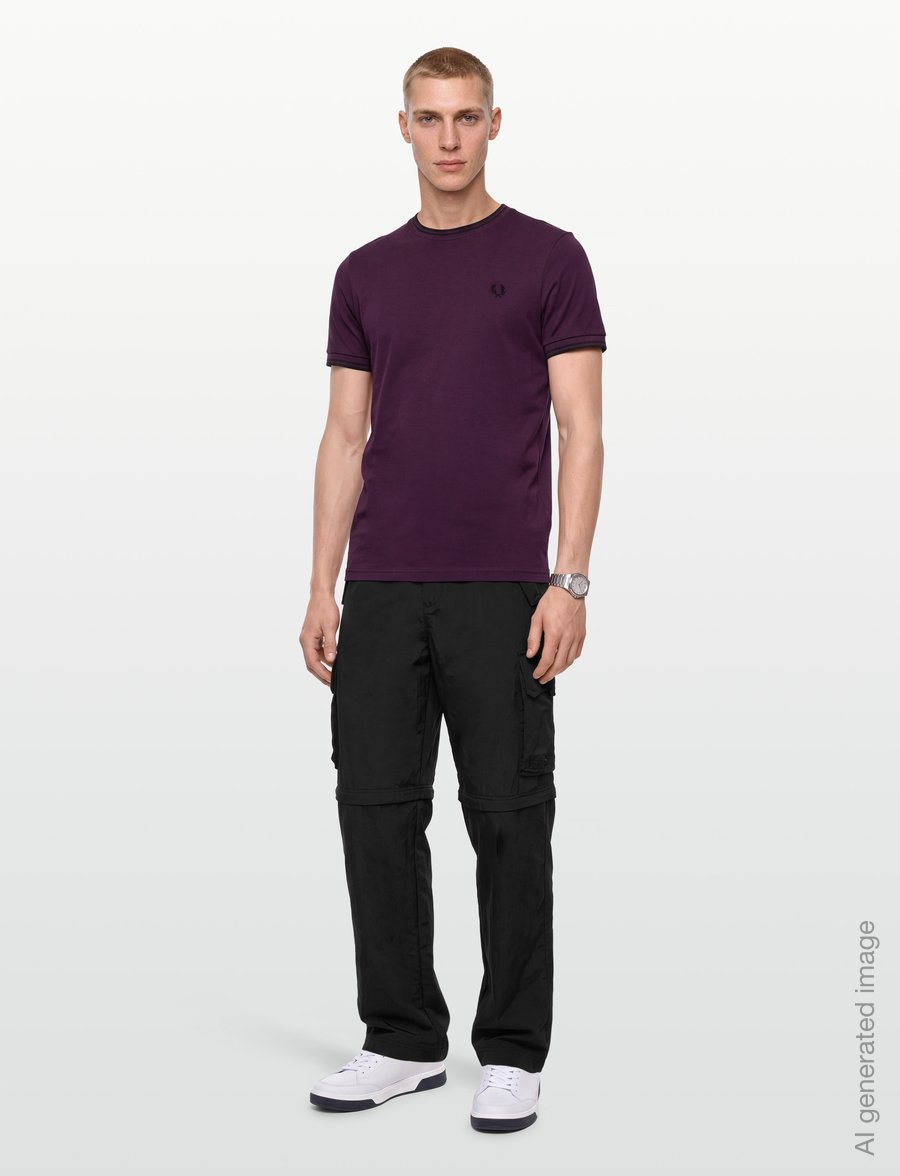 Fred Perry - TWIN TIPPED T-SHIRT - kortärmade t-shirts - plum/black - 0