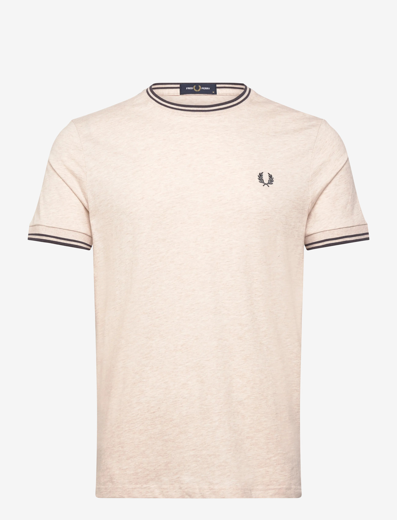 Fred Perry - TWIN TIPPED T-SHIRT - kortärmade t-shirts - porridge m/anchor grey - 0