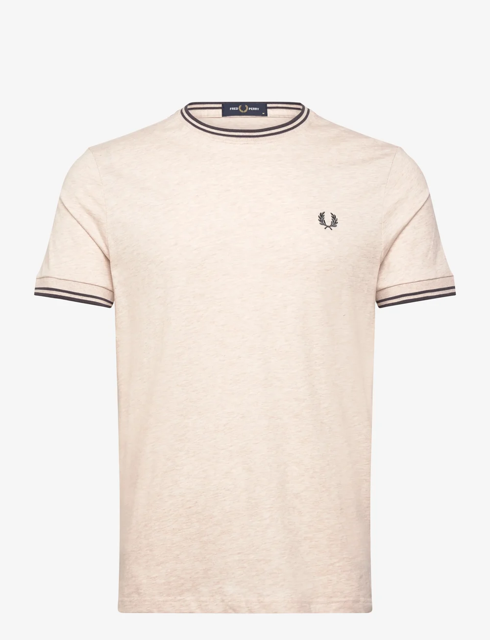 Fred Perry - TWIN TIPPED T-SHIRT - kortärmade t-shirts - porridge m/anchor grey - 0