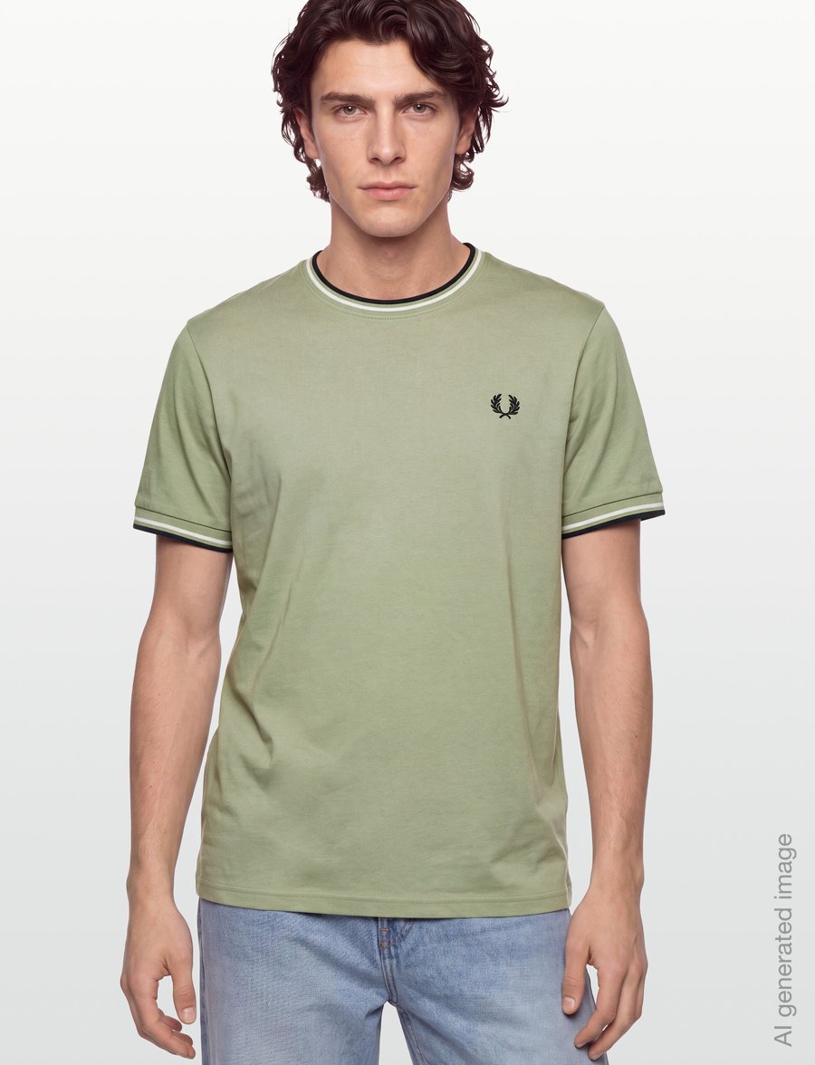 Fred Perry - TWIN TIPPED T-SHIRT - kurzärmelige t-shirts - seagrs/ecr/dkair - 3