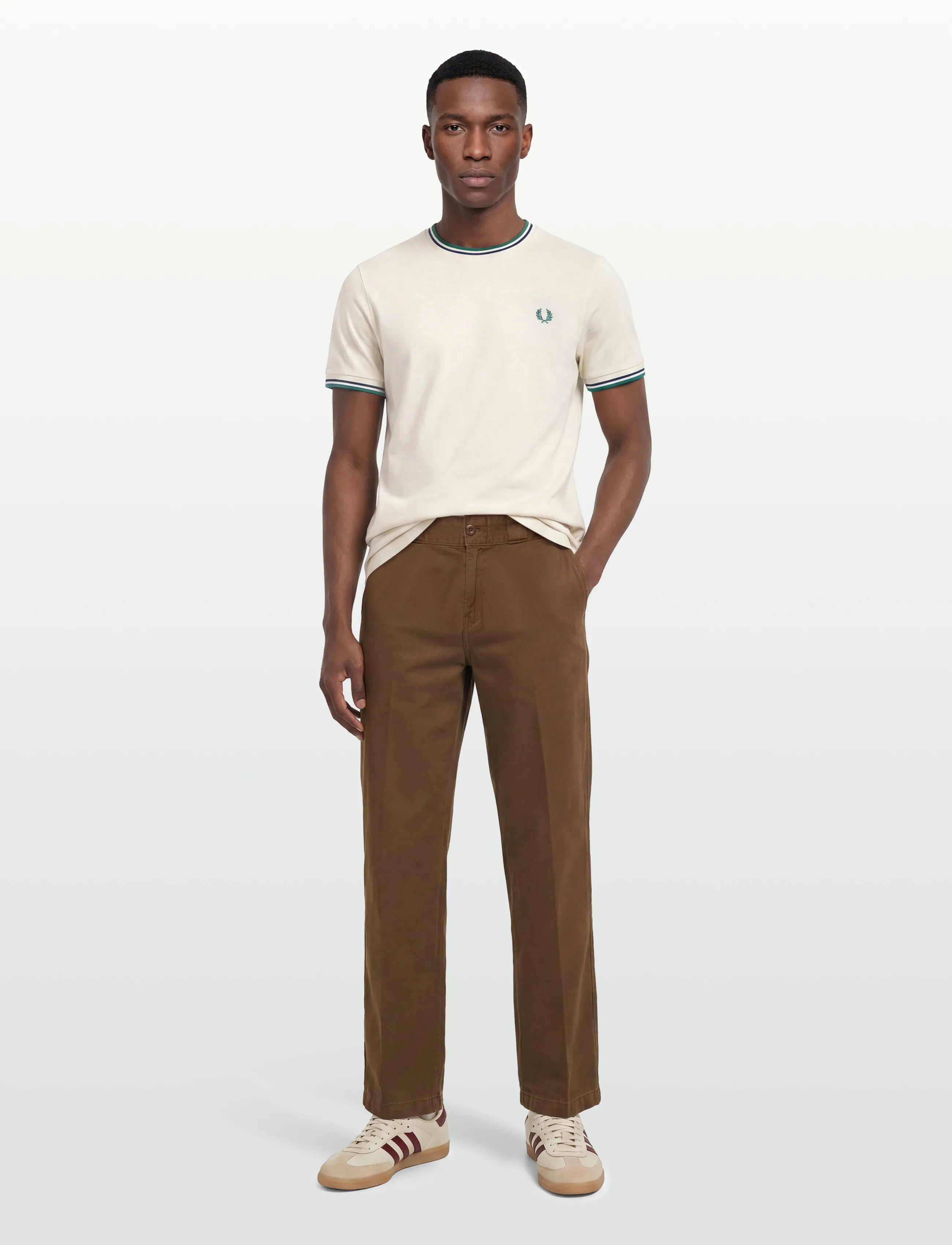 Fred Perry TWIN TIPPED T-SHIRT - T-shirts - SNWH/DEPMN/SOHEC / white