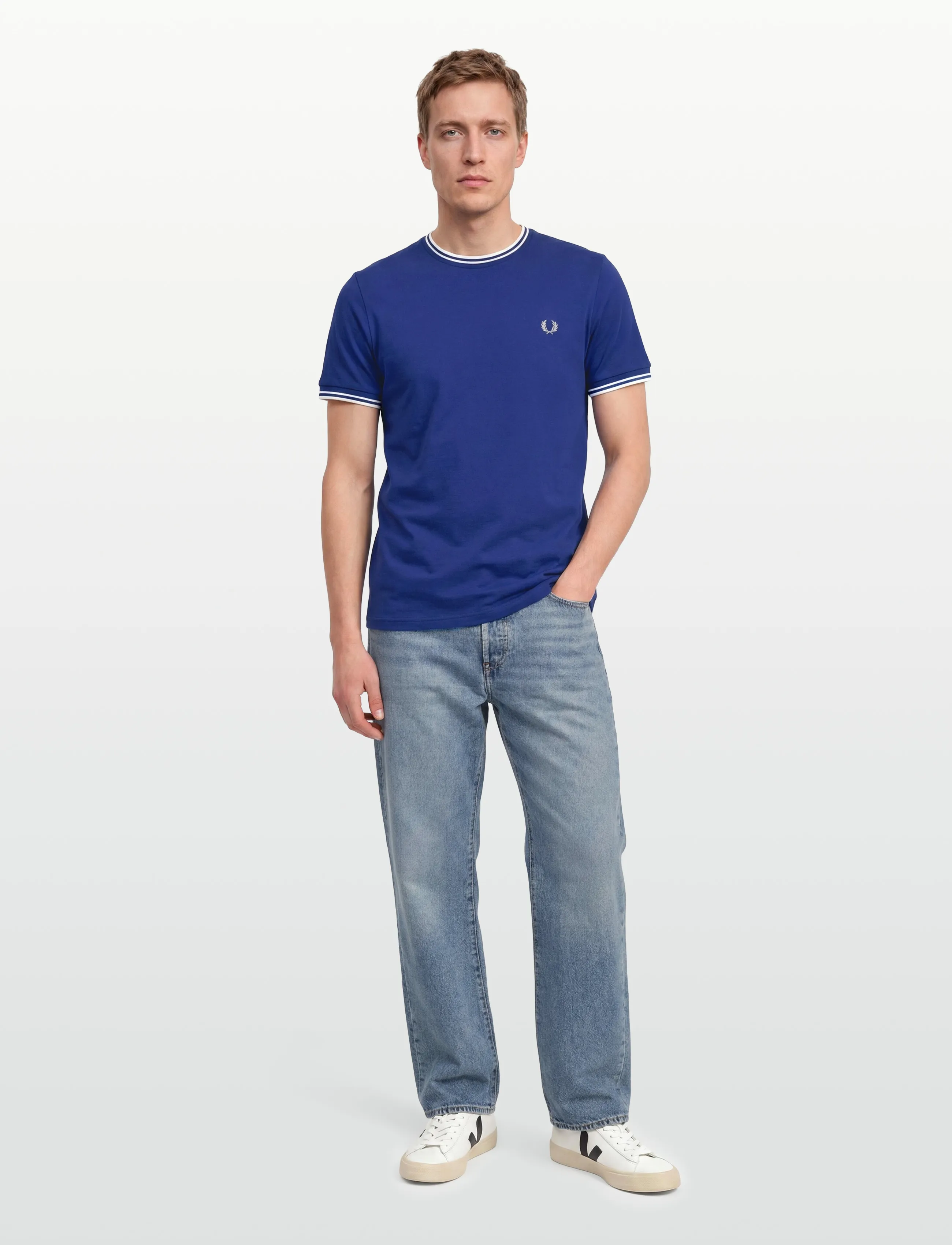 Fred Perry TWIN TIPPED T-SHIRT - T-shirts - SOHOE/SNWHT / blue