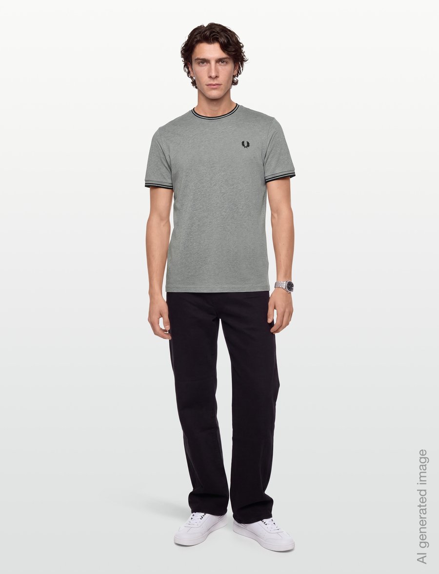 Fred Perry - TWIN TIPPED T-SHIRT - kurzärmelige t-shirts - stlmrl/drkaf/blk - 0