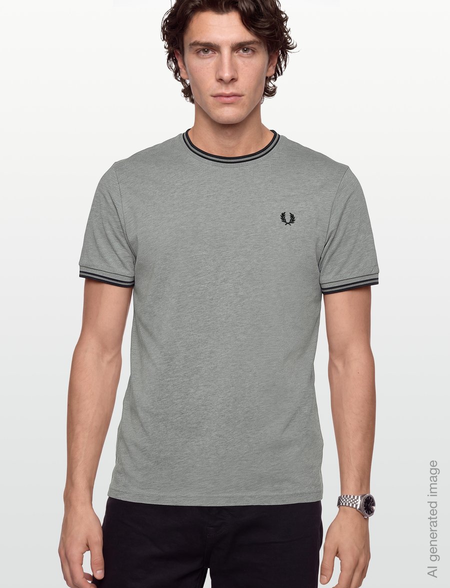 Fred Perry - TWIN TIPPED T-SHIRT - kurzärmelige t-shirts - stlmrl/drkaf/blk - 3