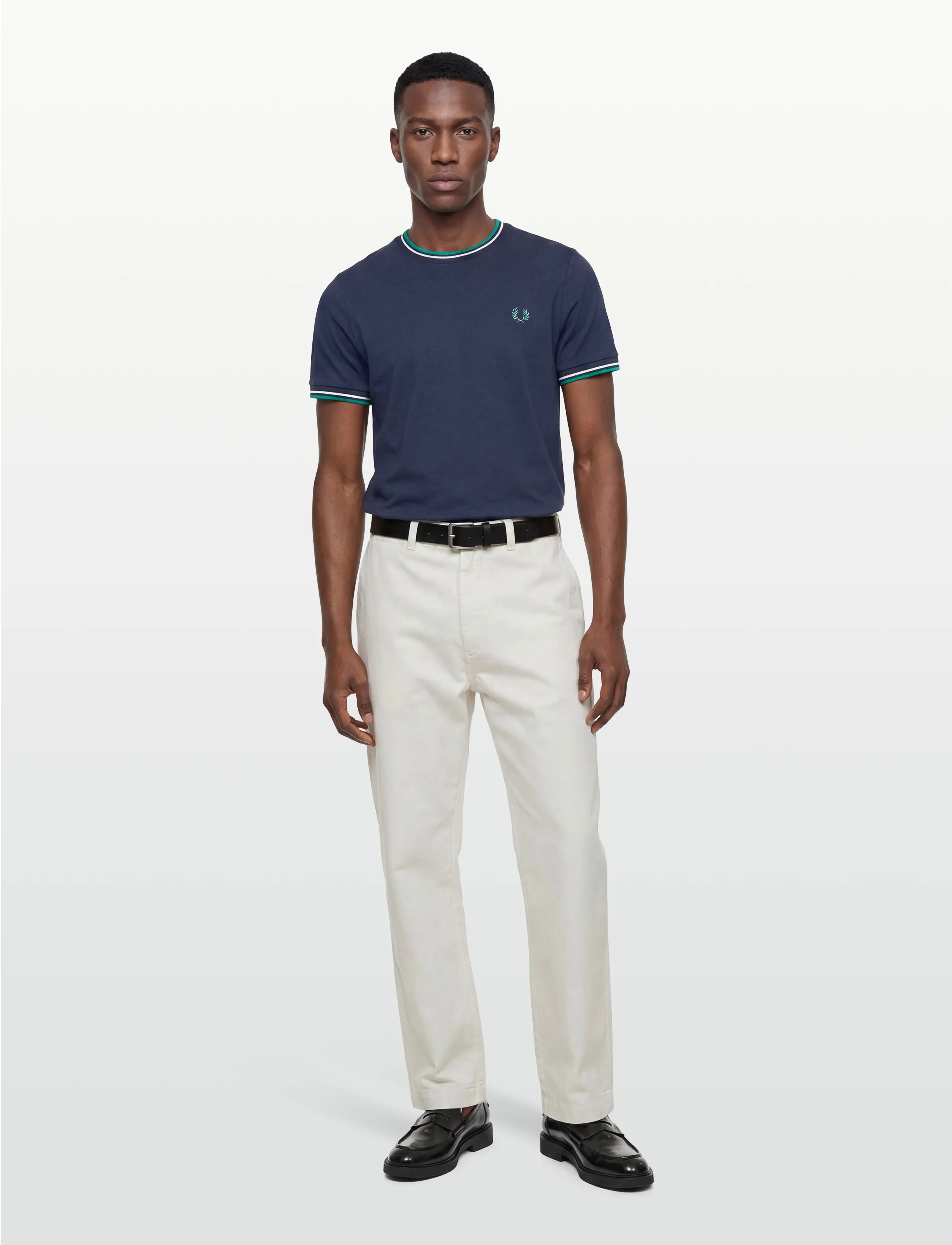 Fred Perry Twin Tipped T-Shirt, S, T-shirts, Marineblau - Short-sleeved, Männerswear