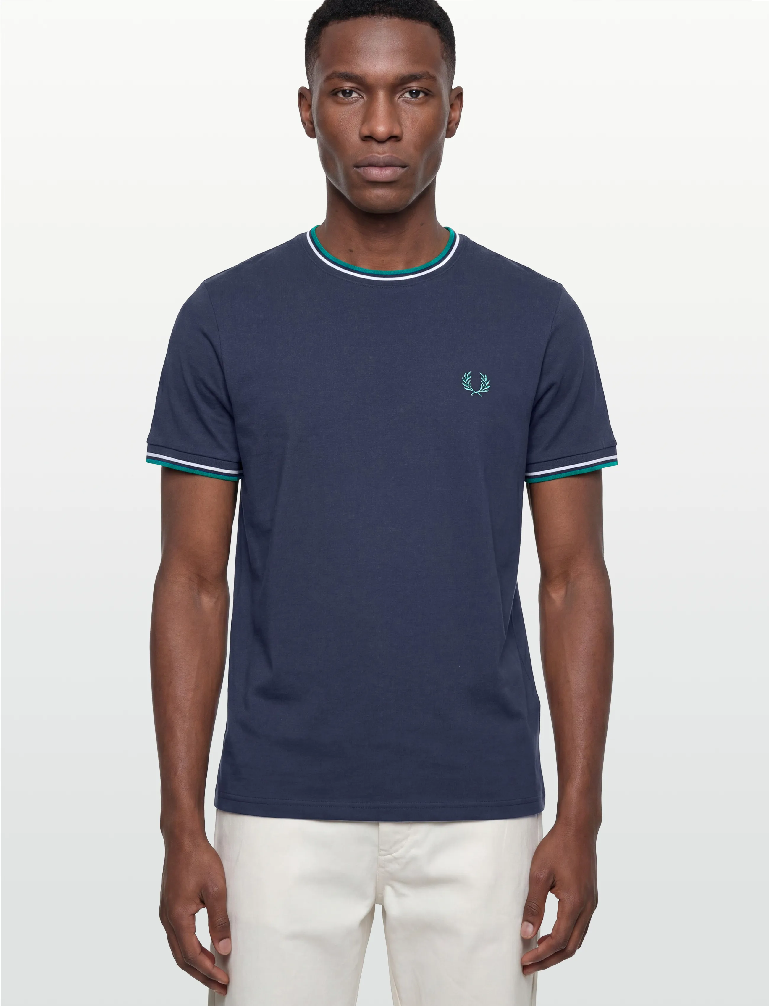 Fred Perry - TWIN TIPPED T-SHIRT - korte mouwen - tnsbl/snwht/dpmt - 3