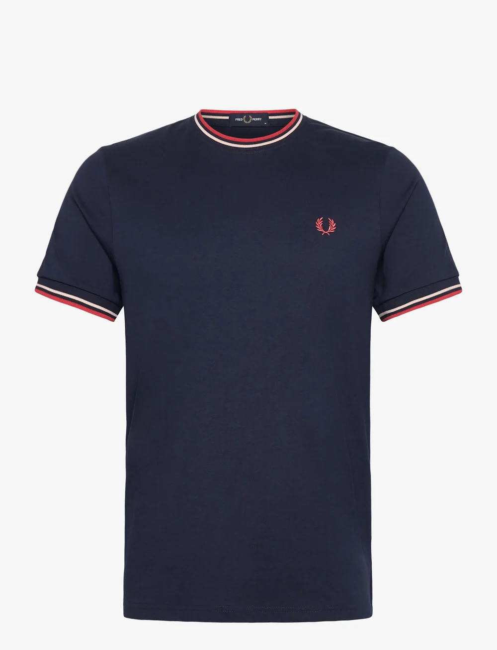 Fred Perry - TWIN TIPPED T-SHIRT - t-shirts - tnsblu/slkp/flam - 0