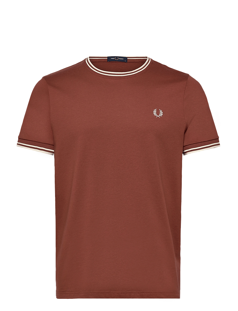 Fred Perry - TWIN TIPPED T-SHIRT - kurzärmelig - whiskybrown/ecru - 0