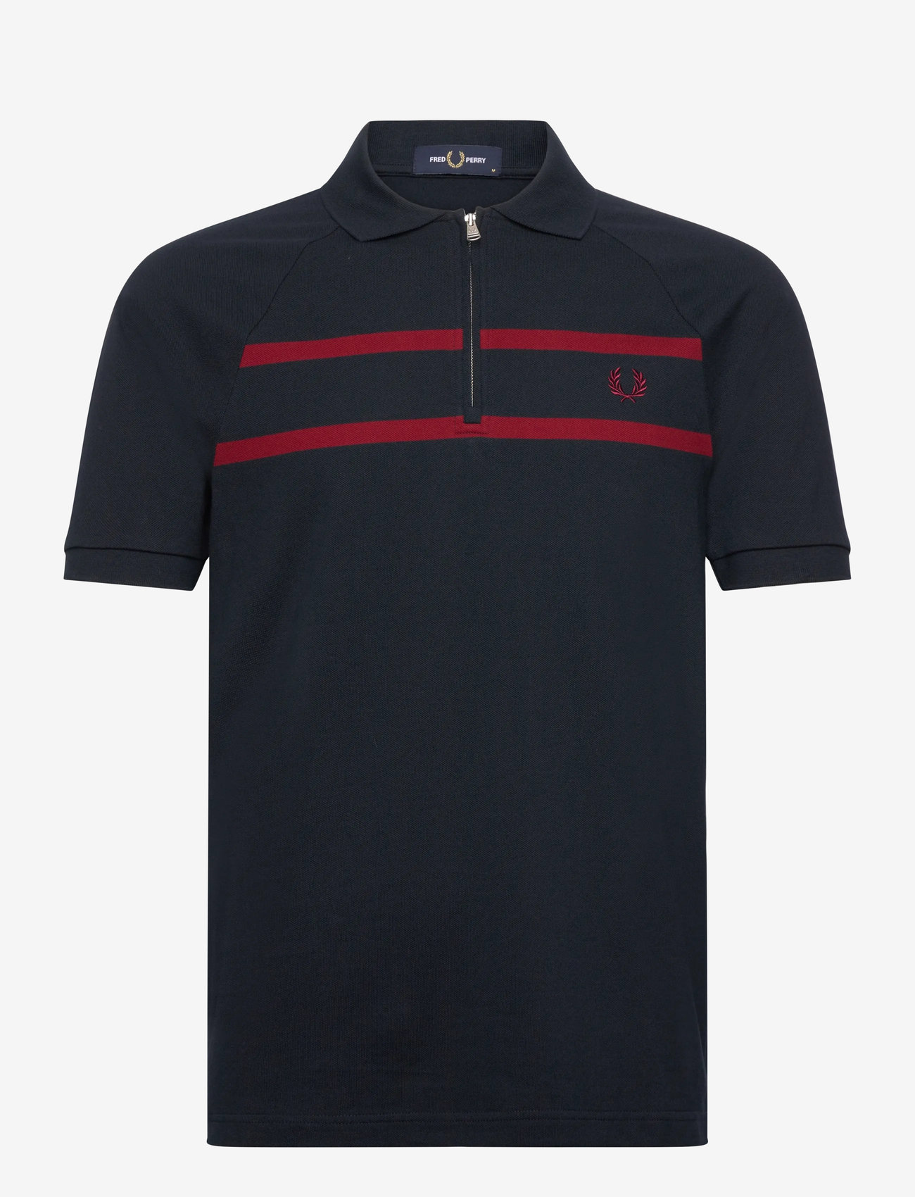 Fred Perry - PIQUE ZIP NECK POLO SHIRT - kortærmede poloer - navy - 0