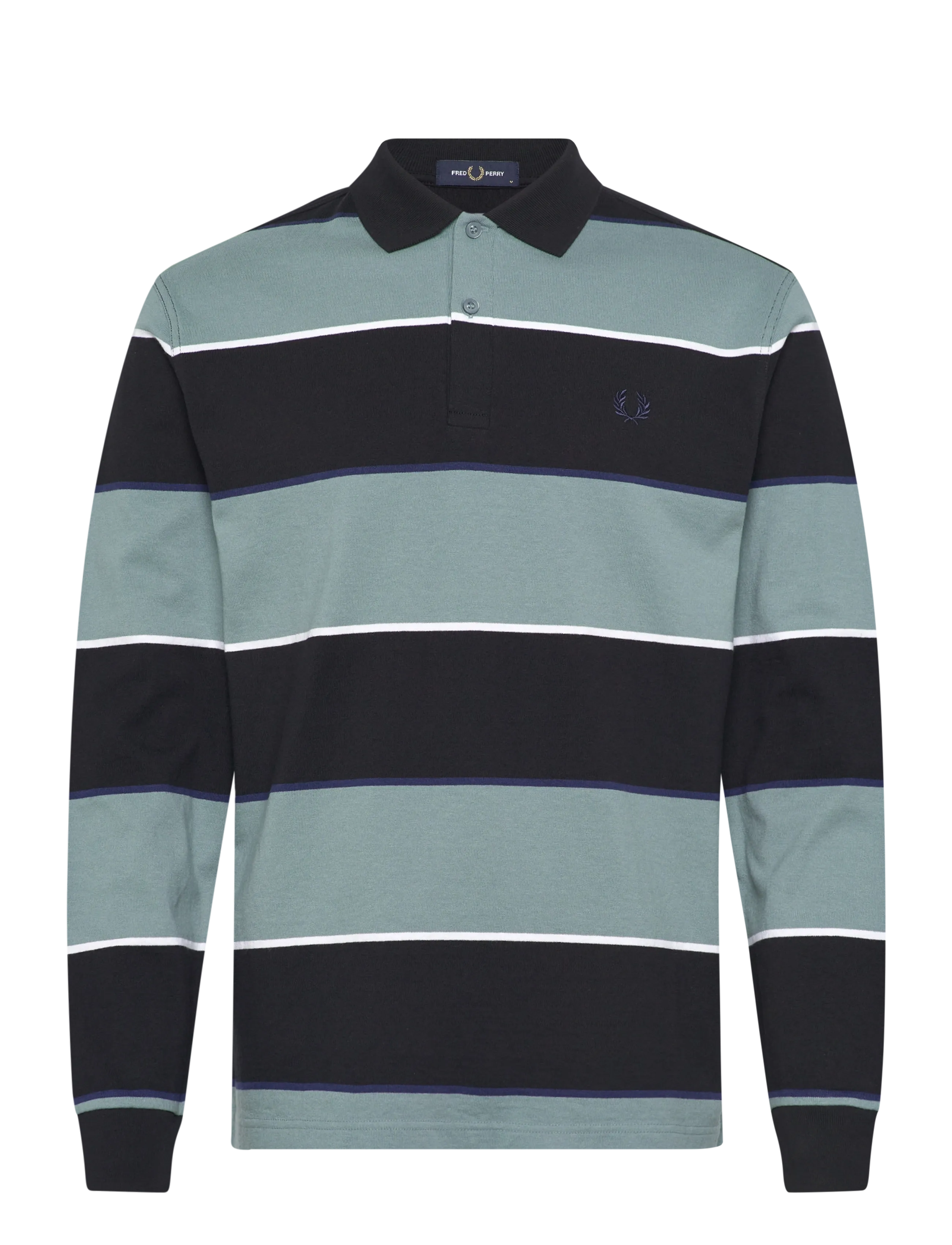 FRED PERRY Hw Jersey Gestreift Polo Shirt Schwarz - L - Herren