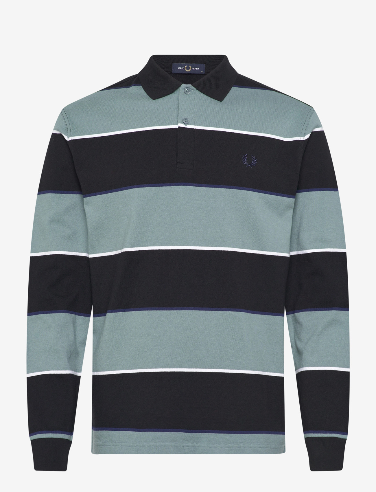 Fred Perry - HW JERSEY STRIPED POLO SHIRT - langærmede poloer - black - 1