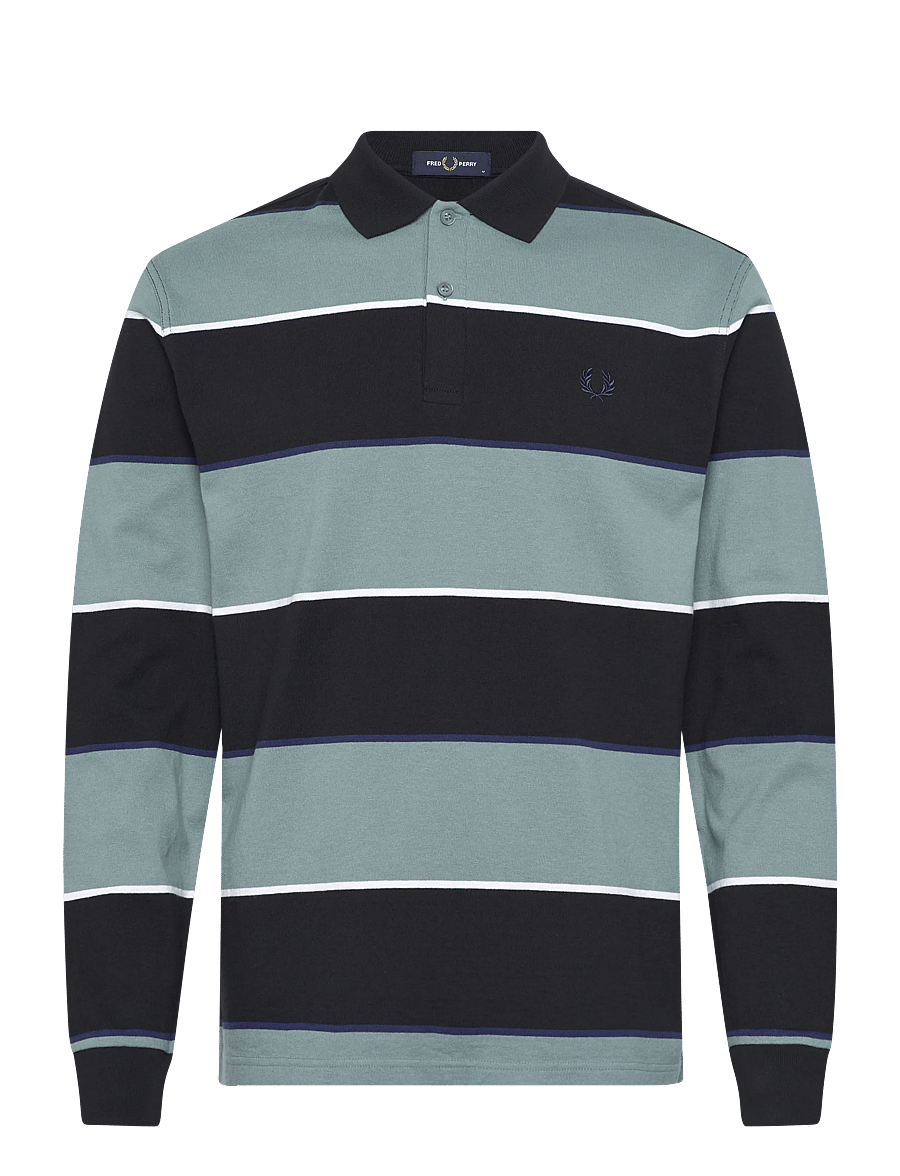 Fred Perry - HW JERSEY STRIPED POLO SHIRT - langærmede poloer - black - 1