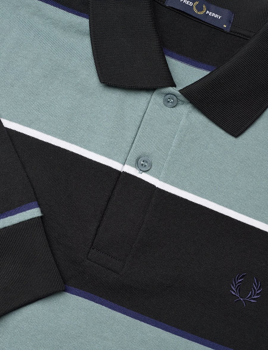 Fred Perry - HW JERSEY STRIPED POLO SHIRT - langærmede poloer - black - 5
