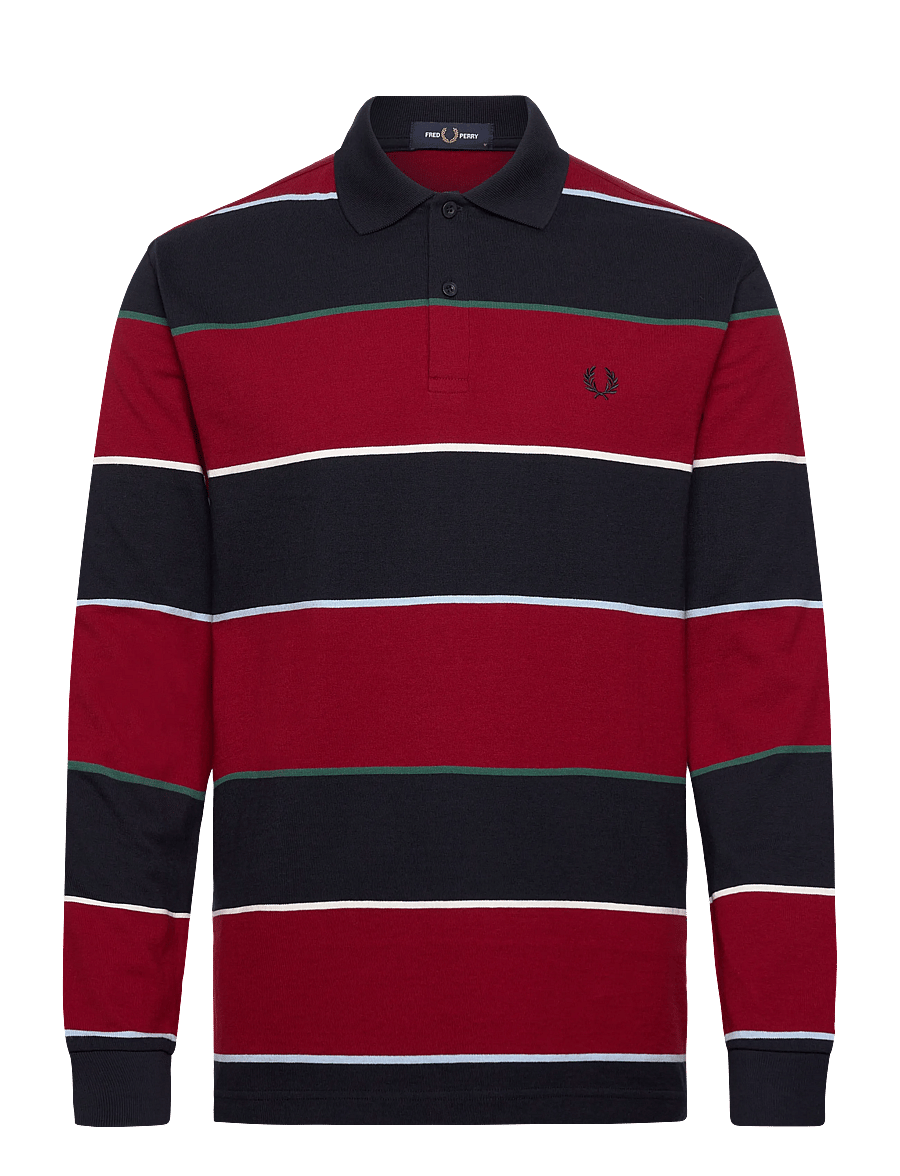 Fred Perry - HW JERSEY STRIPED POLO SHIRT - langärmelig - navy - 0