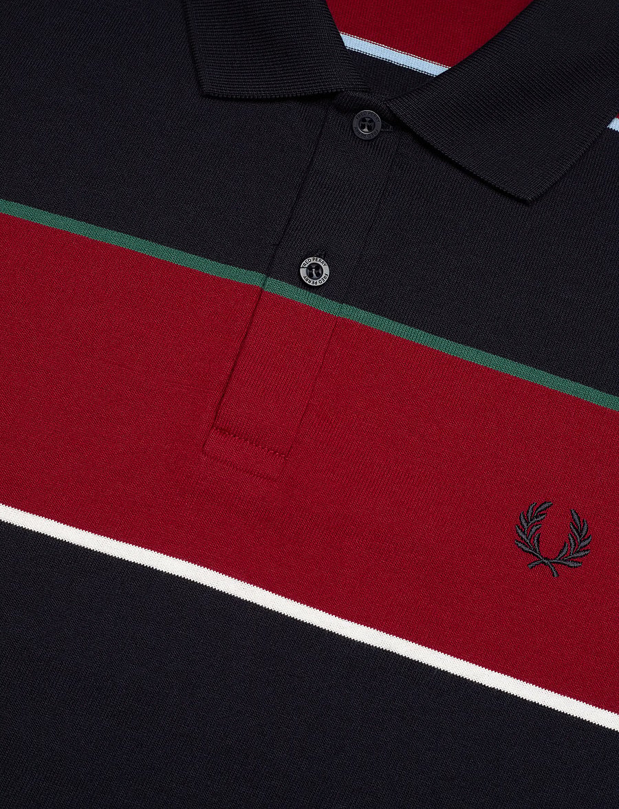 Fred Perry - HW JERSEY STRIPED POLO SHIRT - langärmelig - navy - 2