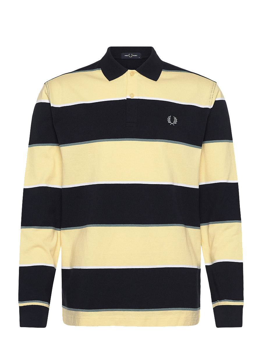 Fred Perry - HW JERSEY STRIPED POLO SHIRT - langærmede poloer - navy - 1