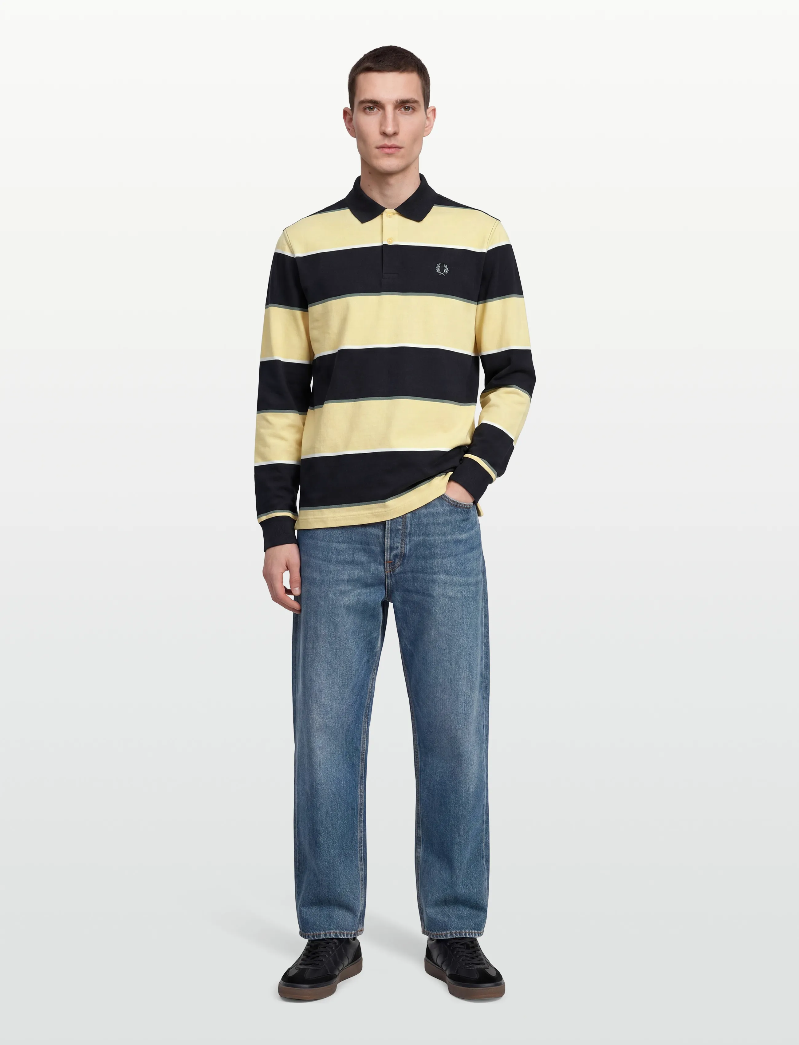 Fred Perry Hw Jersey Striped Polo Shirt, S, Polos, Mehrfarbig/gemustert - Long-sleeved, Männerswear