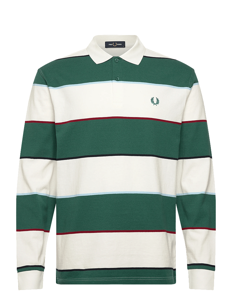 Fred Perry - HW JERSEY STRIPED POLO SHIRT - långärmade pikéer - snow white - 0