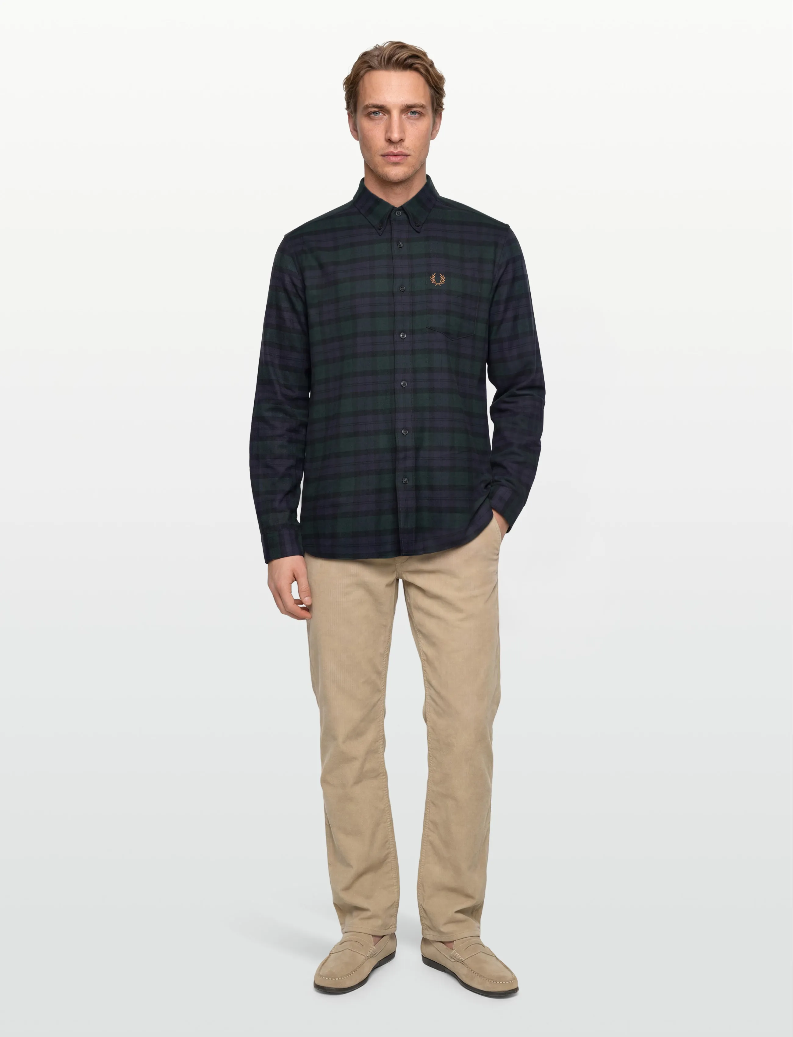 Fred Perry BLACKWATCH TARTAN BRUSHED TWIL - Särgid - BLACKWATCH TARTA / multi
