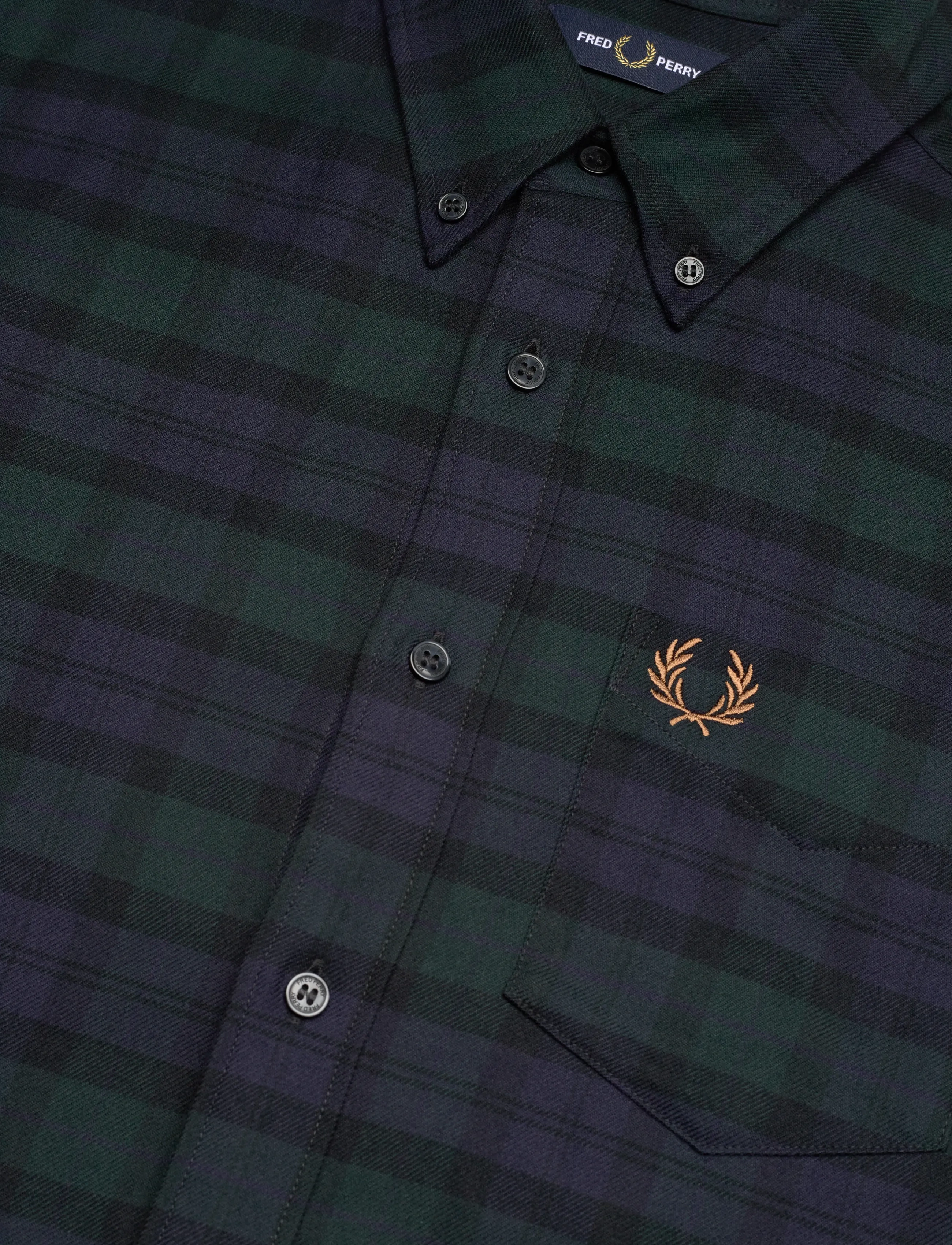 Fred Perry - BLACKWATCH TARTAN BRUSHED TWIL - rutiga skjortor - blackwatch tarta - 3