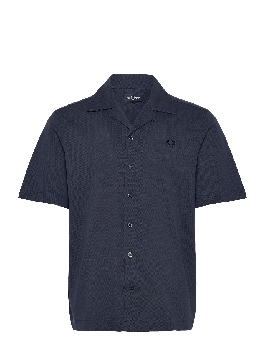 Fred Perry - COMPRESS MESH REVERE COLLAR SH - kortærmede skjorter - dark airforce - 1