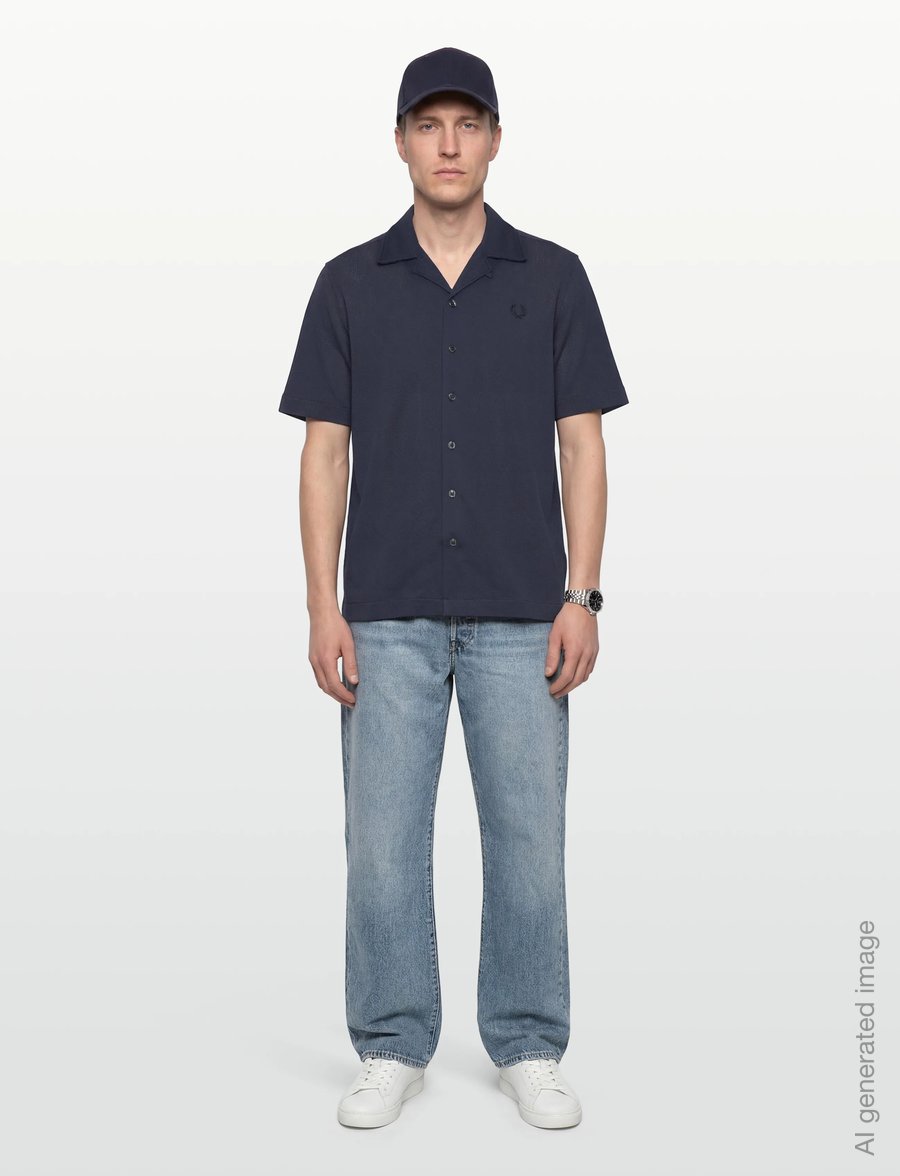 Fred Perry - COMPRESS MESH REVERE COLLAR SH - kortærmede skjorter - dark airforce - 0