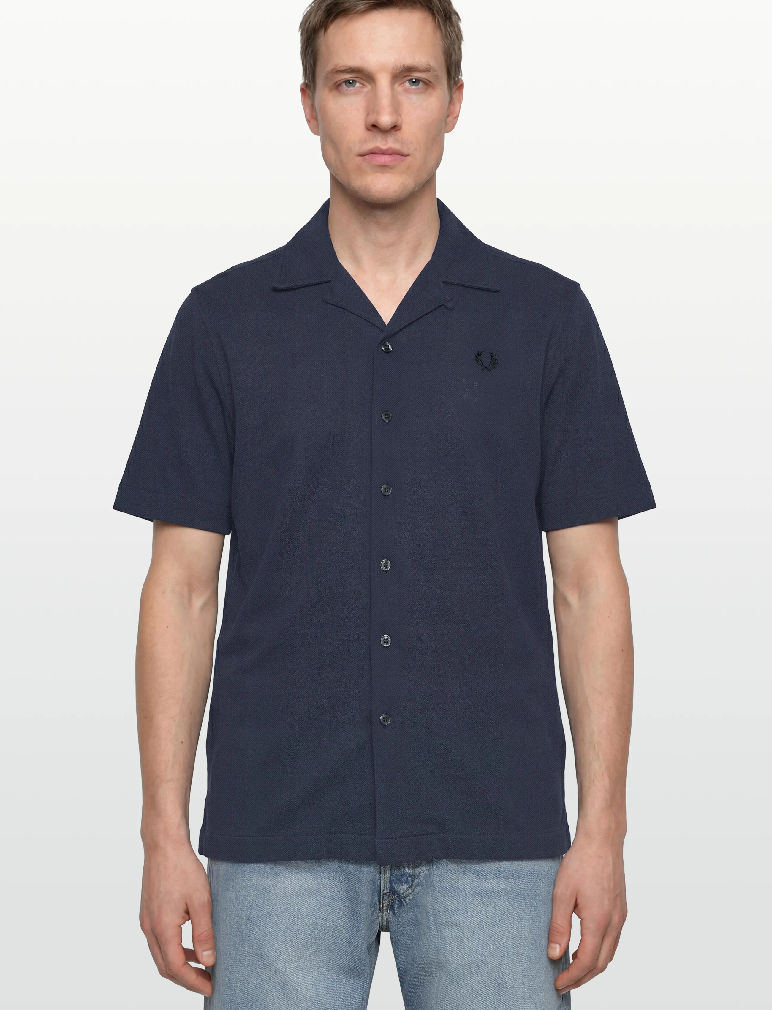 Fred Perry - COMPRESS MESH REVERE COLLAR SH - krótki rękaw - dark airforce - 3