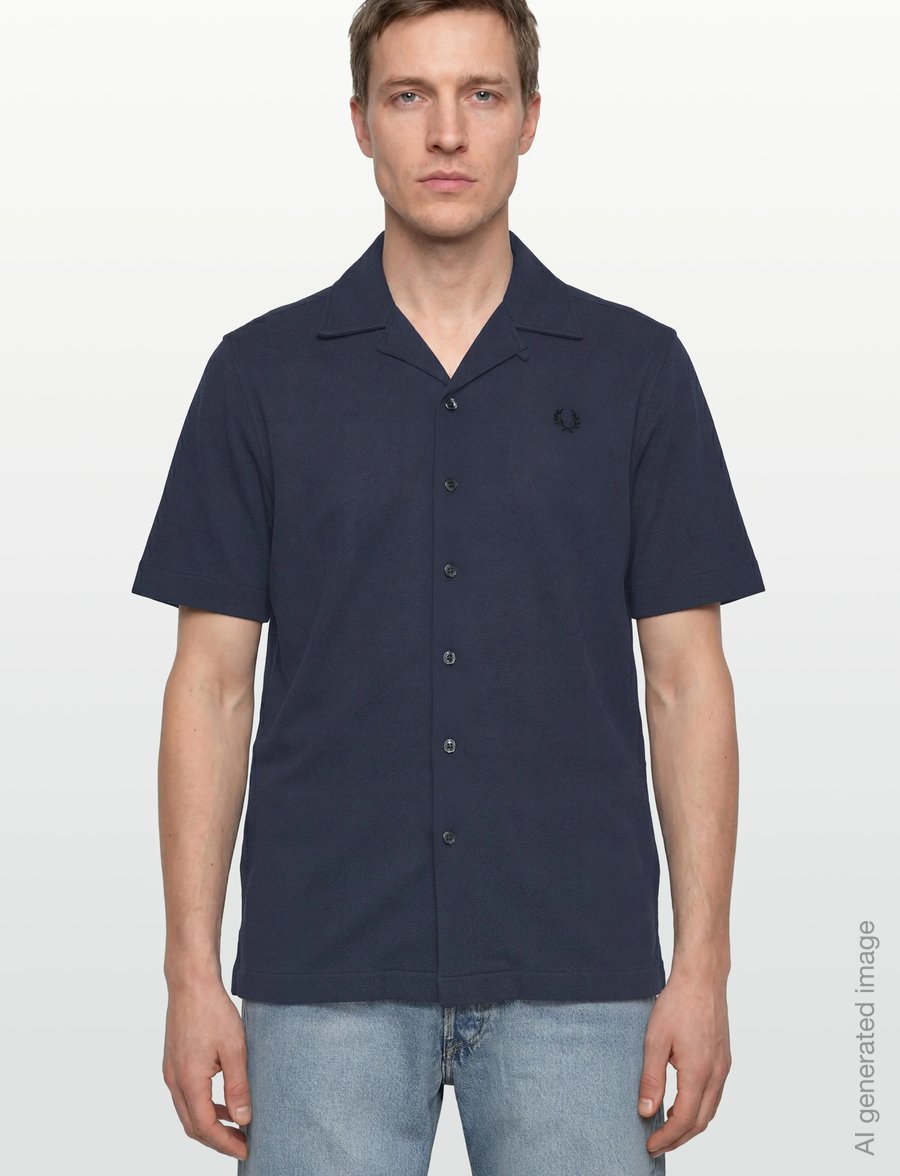 Fred Perry - COMPRESS MESH REVERE COLLAR SH - kortærmede skjorter - dark airforce - 3