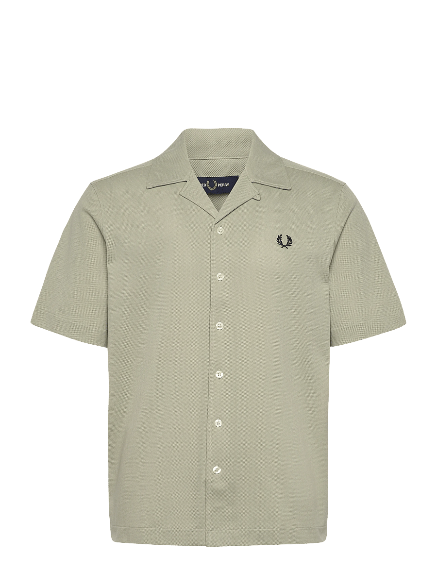Fred Perry - COMPRESS MESH REVERE COLLAR SH - short-sleeved shirts - seagrass - 1
