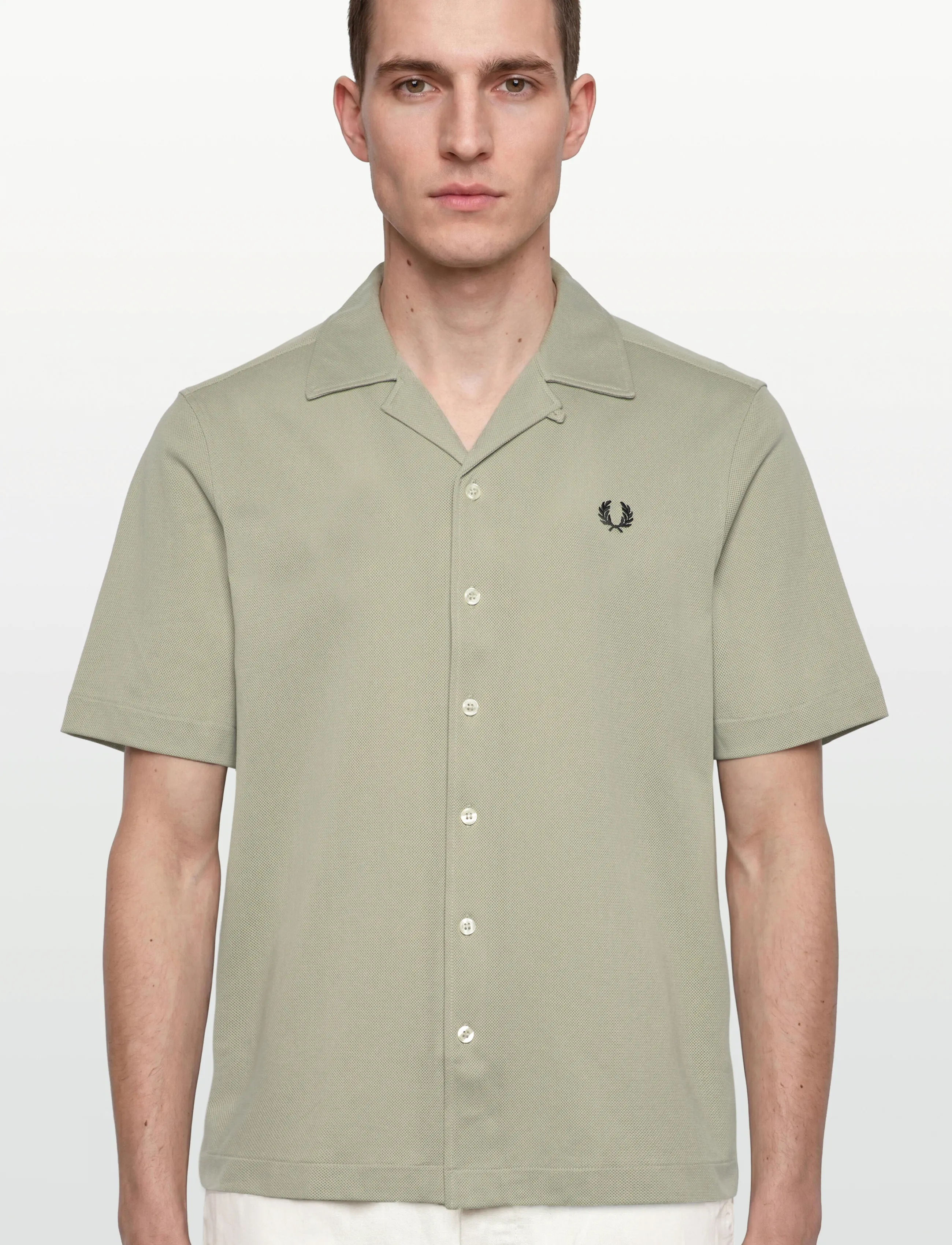 Fred Perry - COMPRESS MESH REVERE COLLAR SH - short-sleeved shirts - seagrass - 3