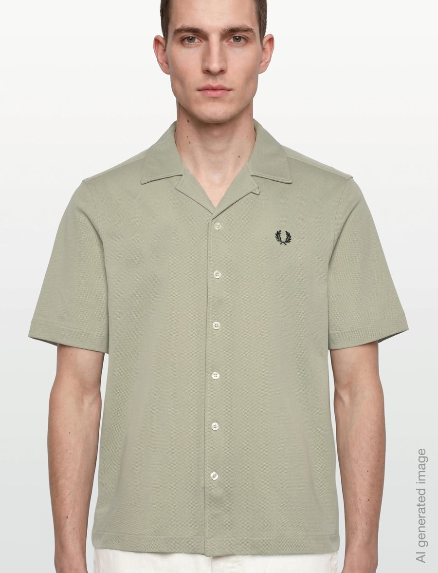 Fred Perry - COMPRESS MESH REVERE COLLAR SH - short-sleeved shirts - seagrass - 3