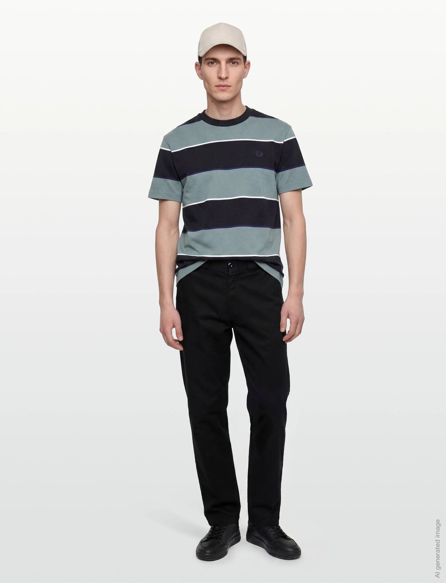 Fred Perry - STRIPED RELAXED T-SHIRT - kurzärmelig - stockport blue - 0