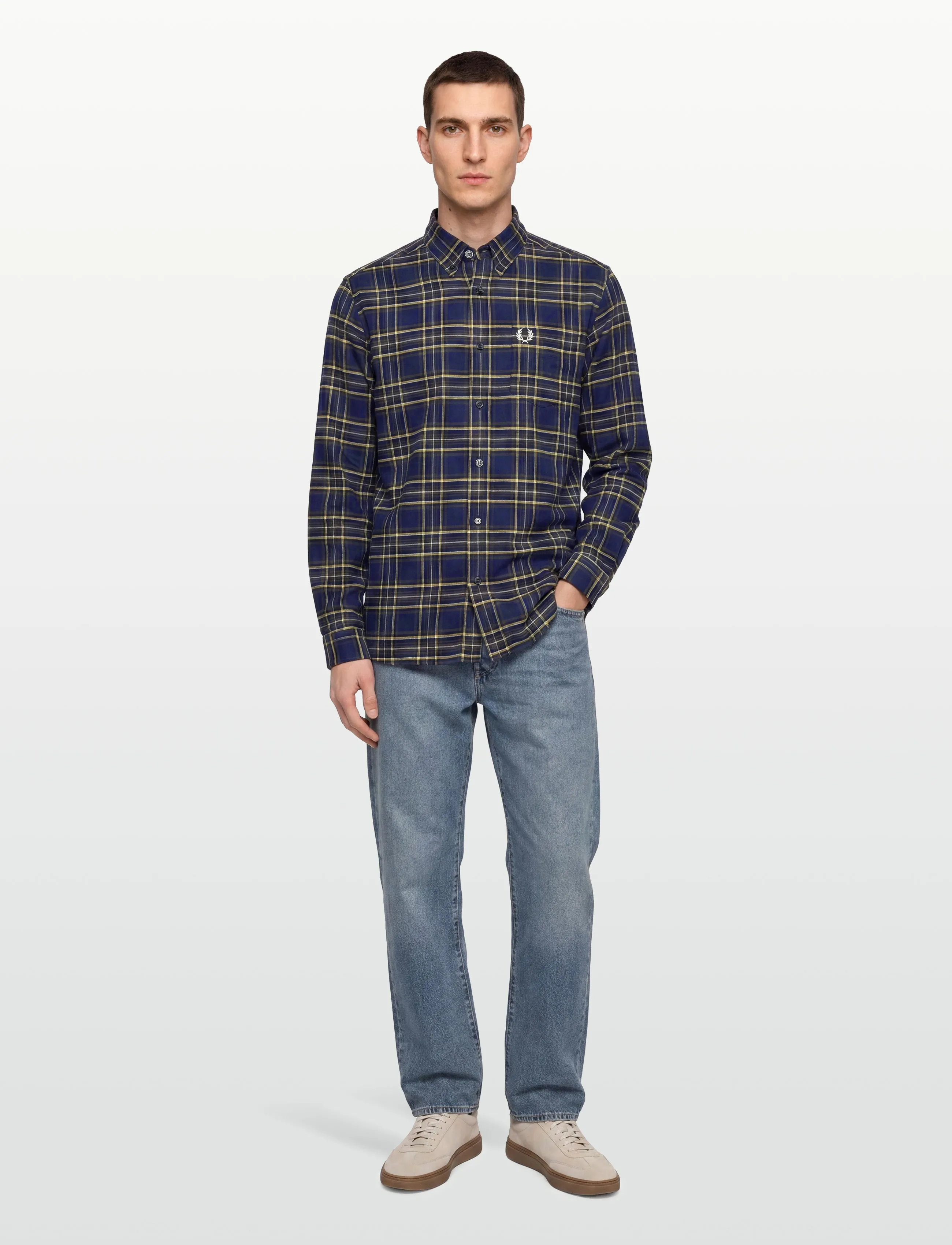 Fred Perry Brushed Twill Tartan Shirt, Mænd, Tartan Skjorte, Multi/mønstret, Str: M