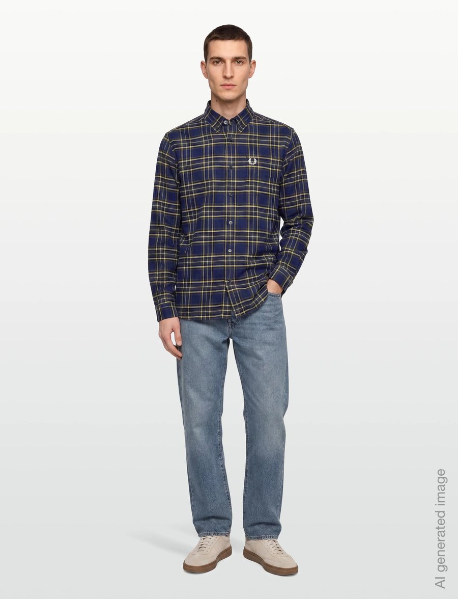 Fred Perry - BRUSHED TWILL TARTAN SHIRT - ruudulised särgid - french navy - 0