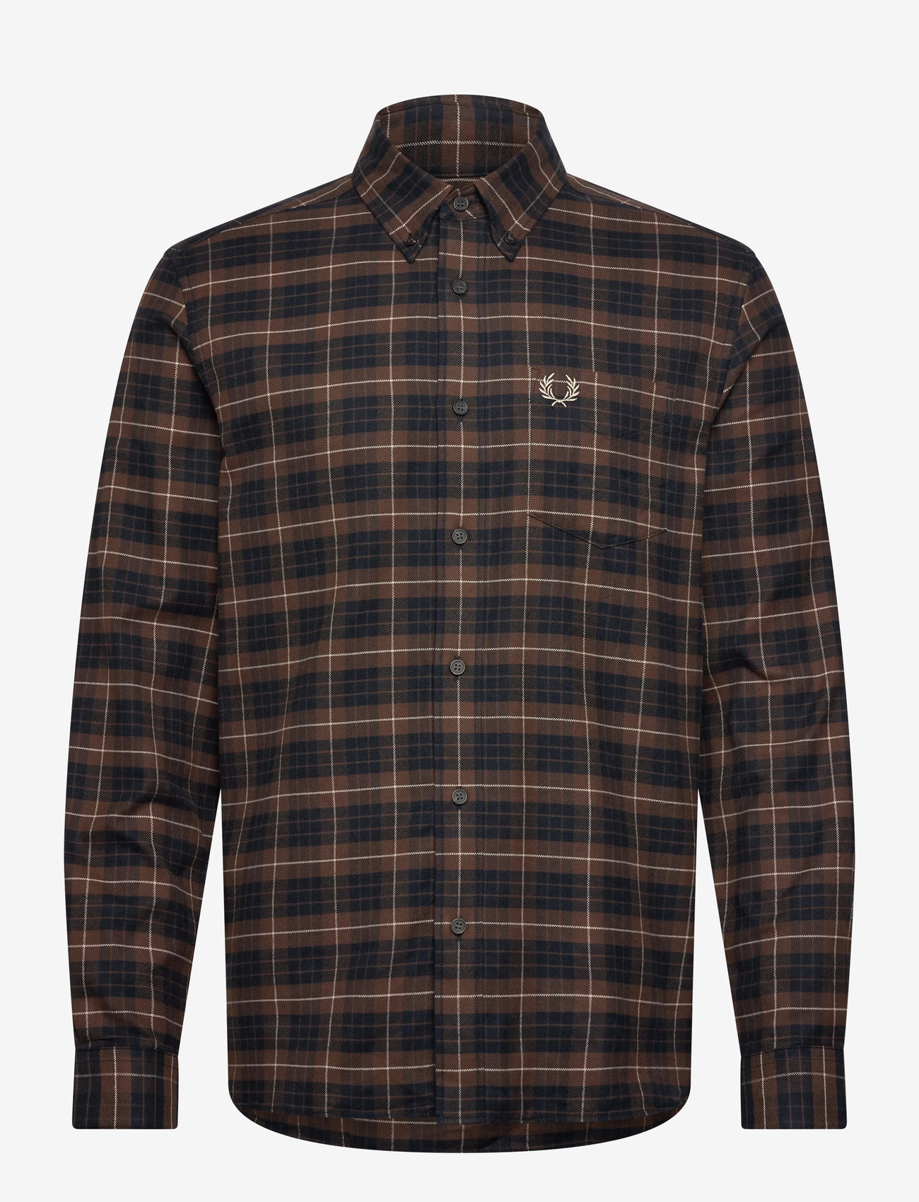 Fred Perry - BRUSHED TWILL TARTAN SHIRT - ternede skjorter - burnt tobacco - 0