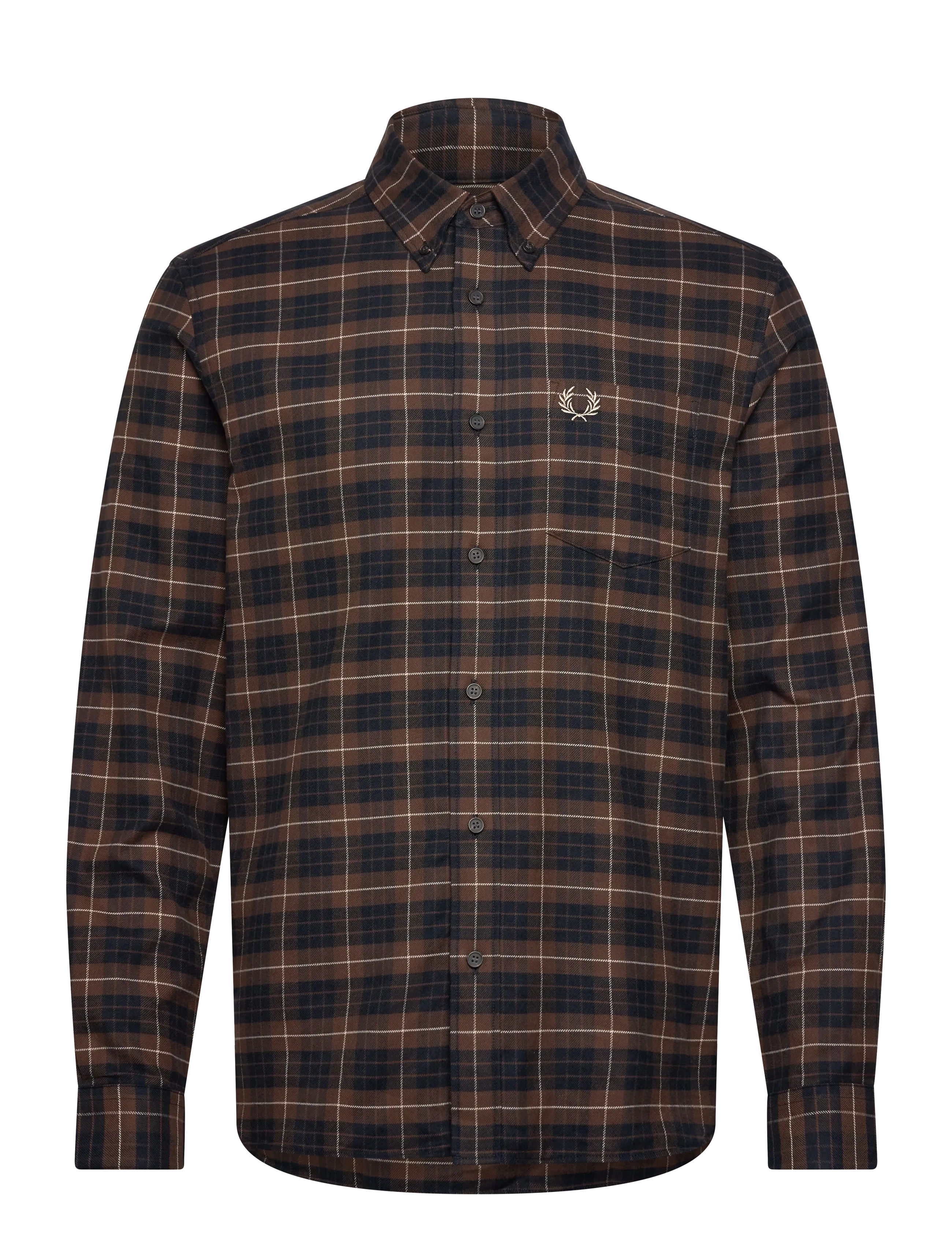 Fred Perry BRUSHED TWILL TARTAN SHIRT - Fred Perry - BURNT TOBACCO / brown