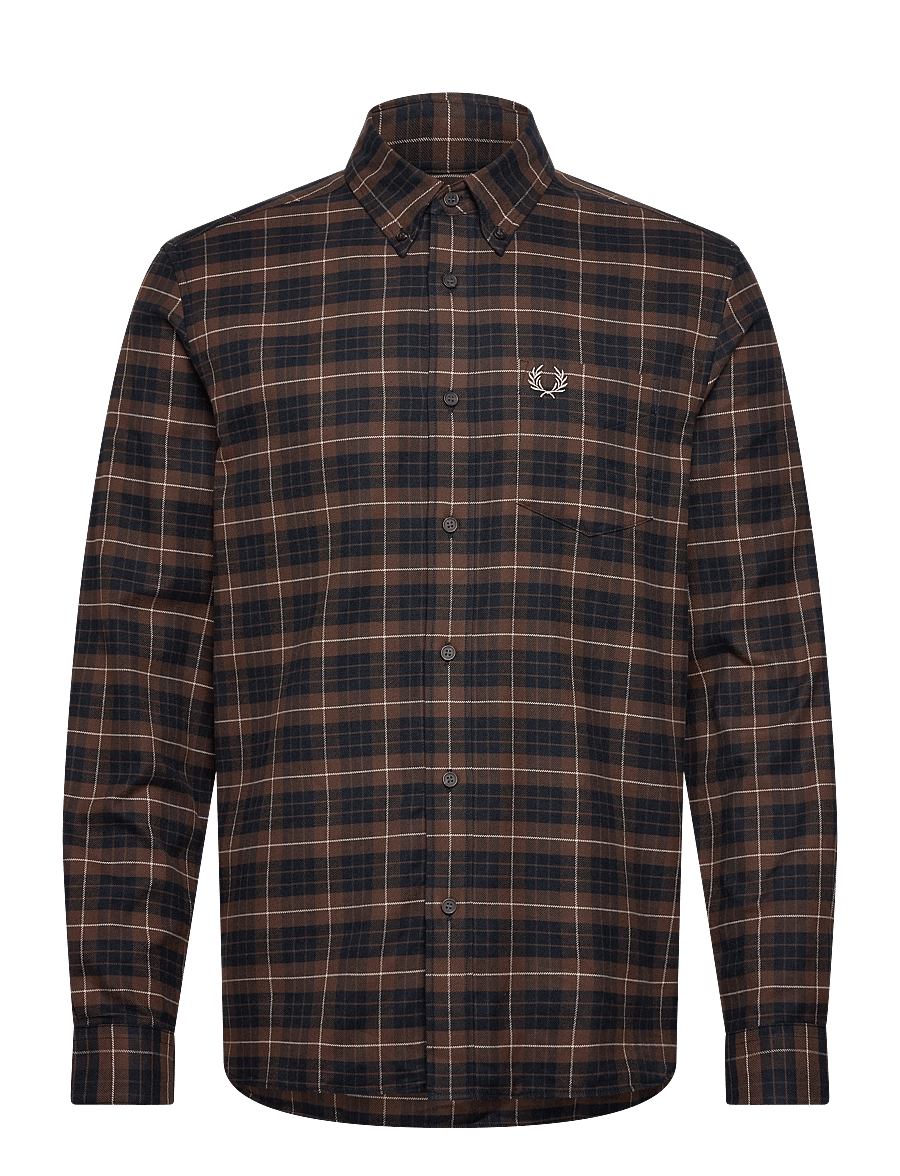 Fred Perry - BRUSHED TWILL TARTAN SHIRT - karierte hemden - burnt tobacco - 0