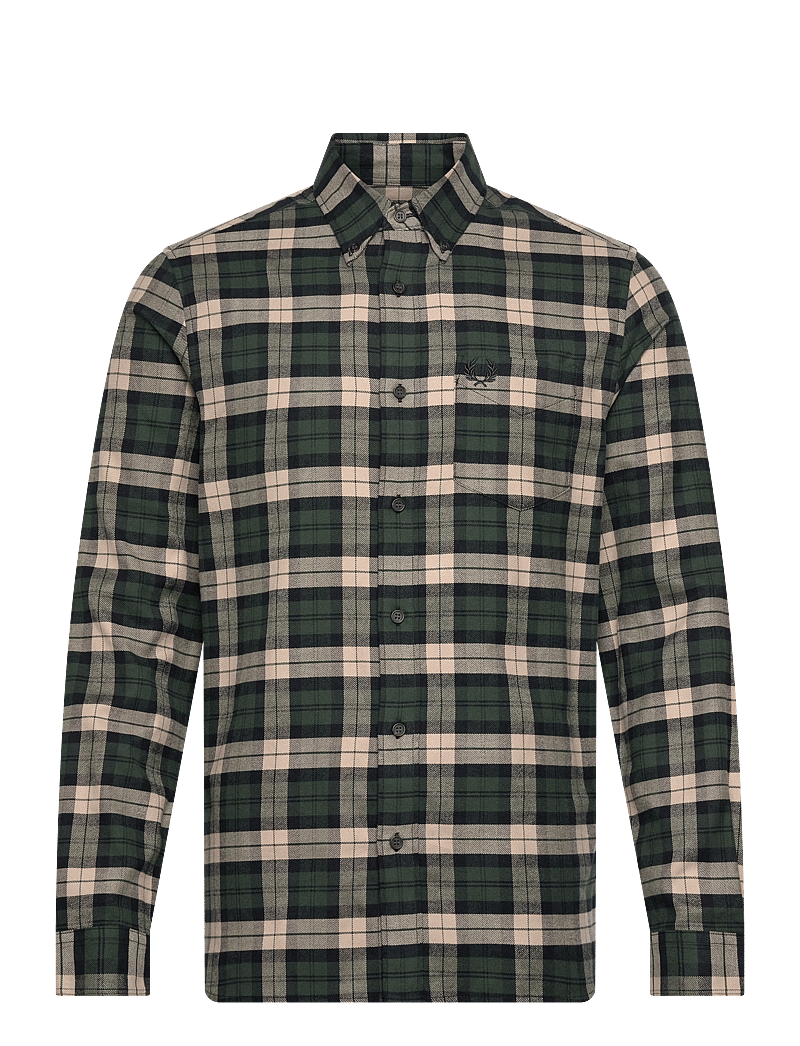 Fred Perry - BRUSHED TWILL TARTAN SHIRT - ternede skjorter - court green - 0