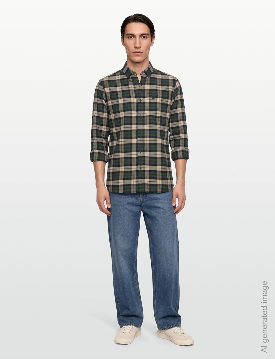 Fred Perry - BRUSHED TWILL TARTAN SHIRT - karierte hemden - court green - 0