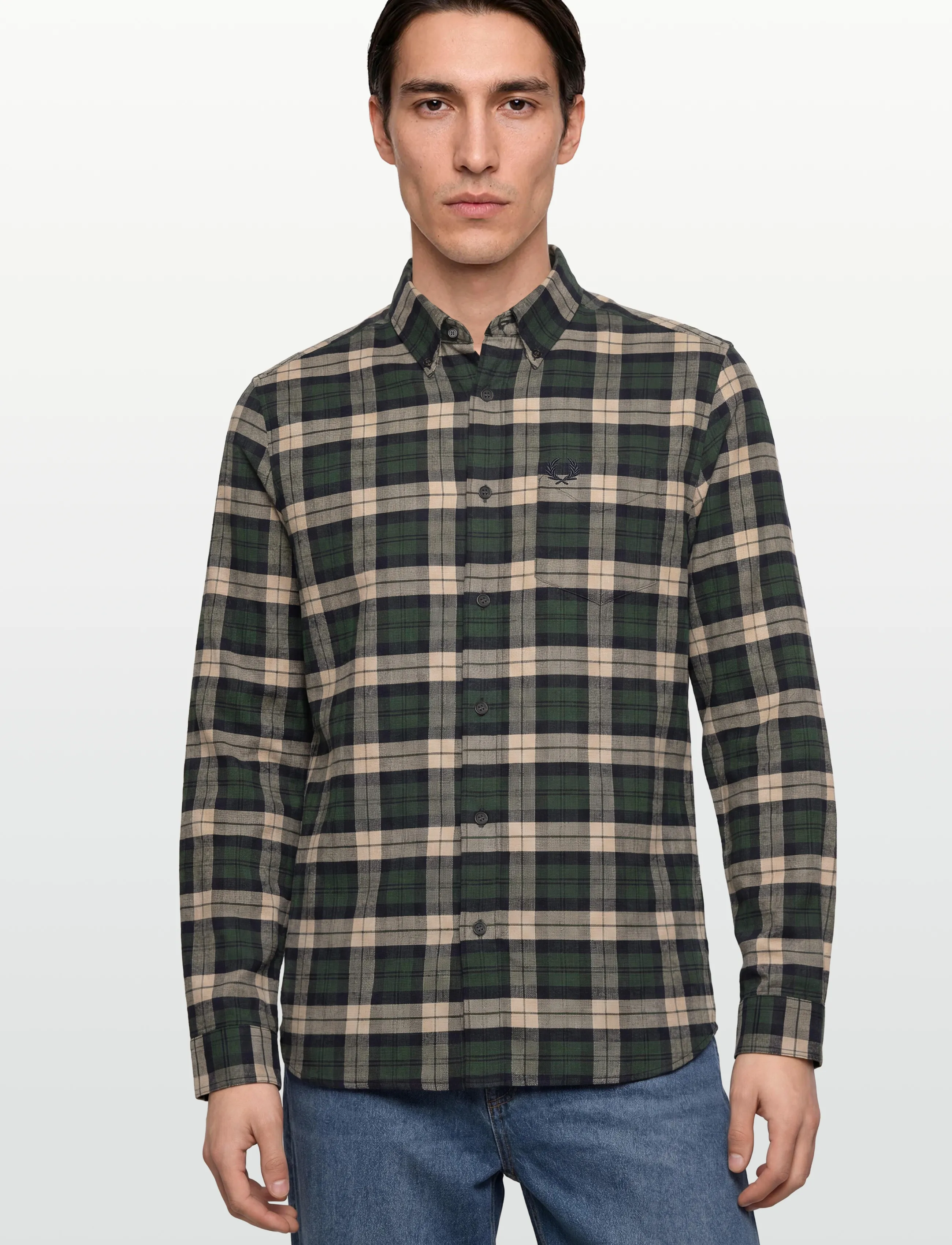 Fred Perry - BRUSHED TWILL TARTAN SHIRT - casual hemden - court green - 3