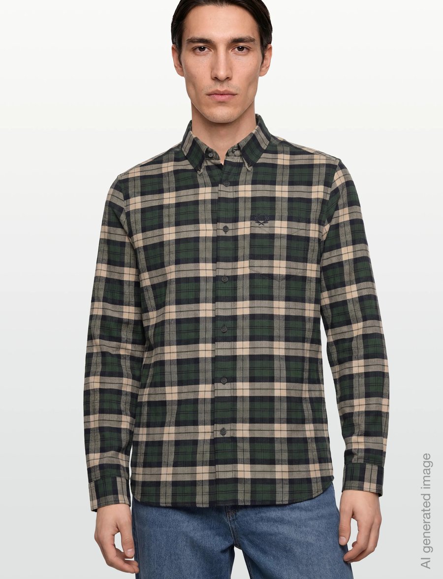 Fred Perry - BRUSHED TWILL TARTAN SHIRT - karierte hemden - court green - 3