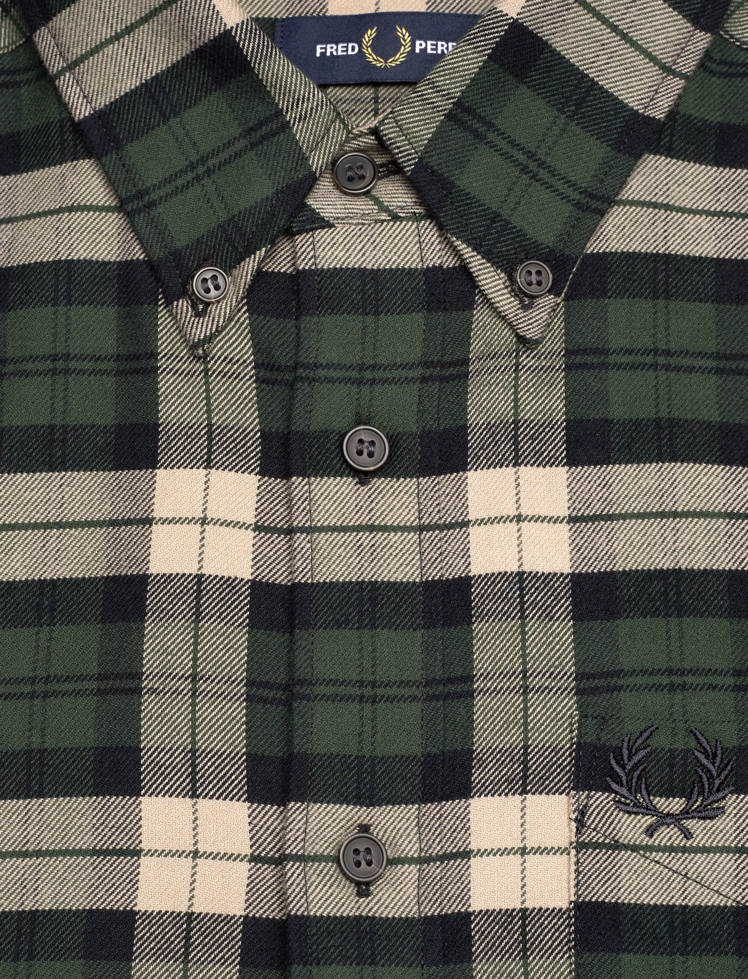 Fred Perry - BRUSHED TWILL TARTAN SHIRT - rutiga skjortor - court green - 2