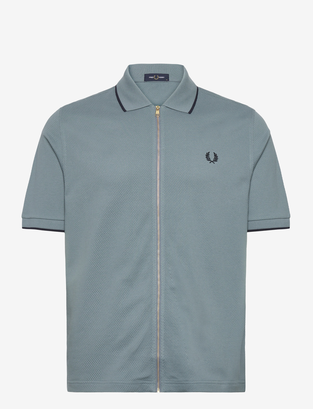 Fred Perry - TEXTURED ZIP POLO - lyhythihaiset - stockport blue - 0