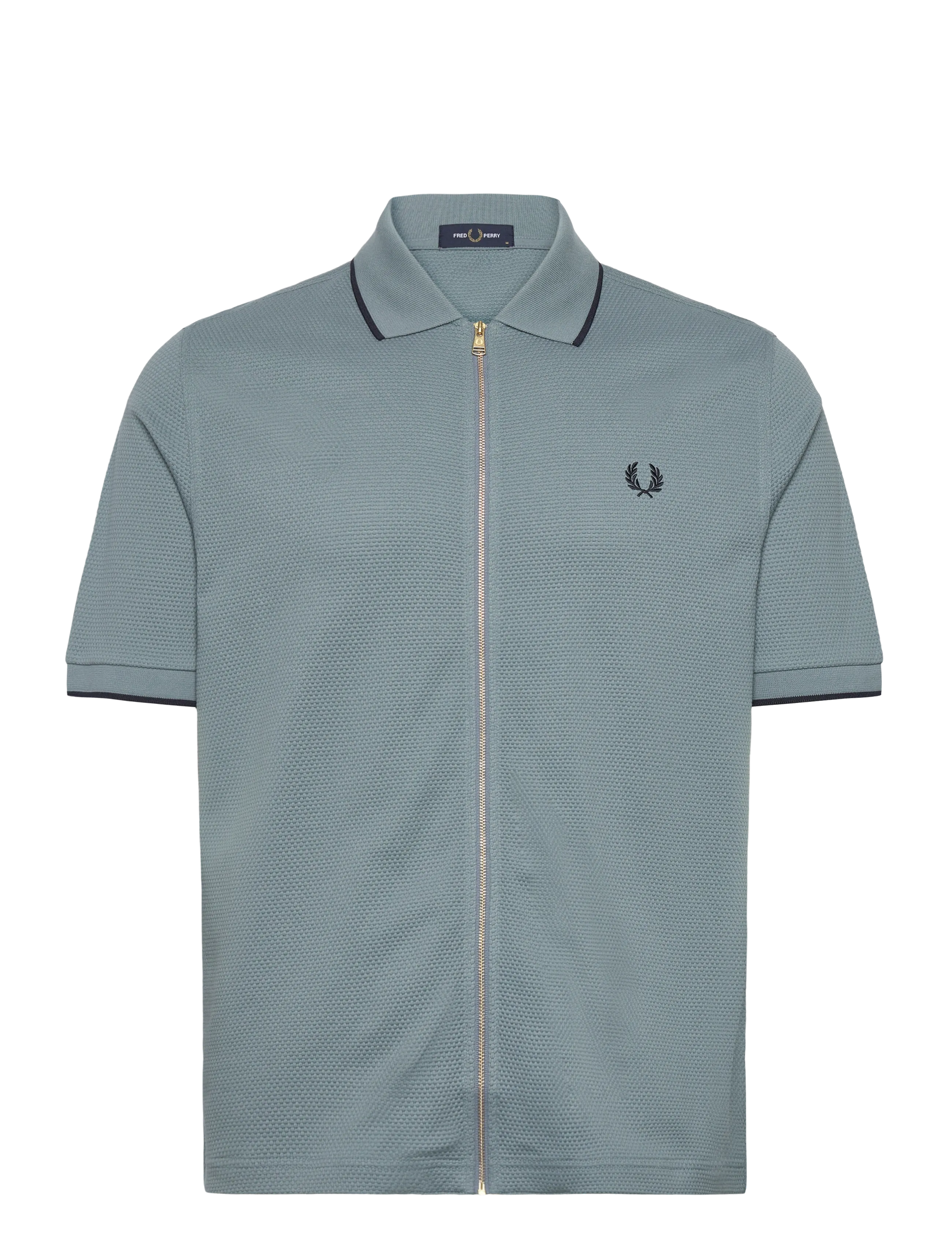 TEXTURED ZIP POLO - STOCKPORT BLUE