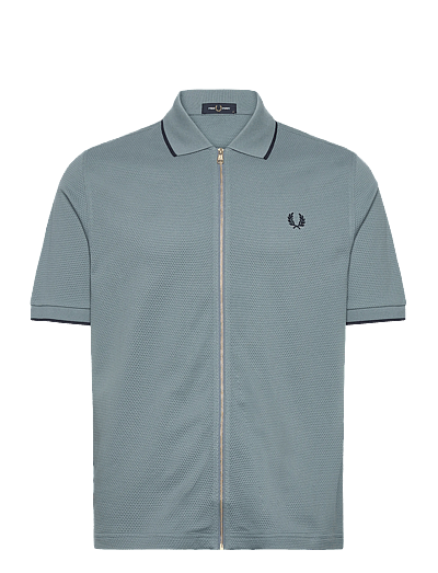 Fred Perry TEXTURED ZIP POLO - Fred Perry - STOCKPORT BLUE / blue